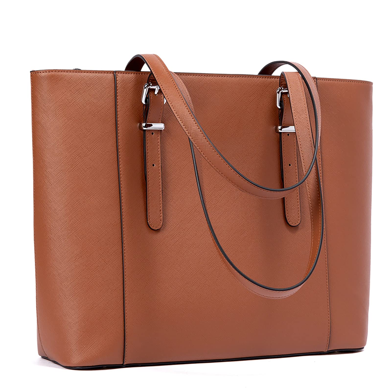 BROMEN Vintage Leather Laptop Tote Bag for Women - 15.6 Inch Professional Work Briefcase & Shoulder Bag - Perfect for Office, Business Travel and Daily Commute