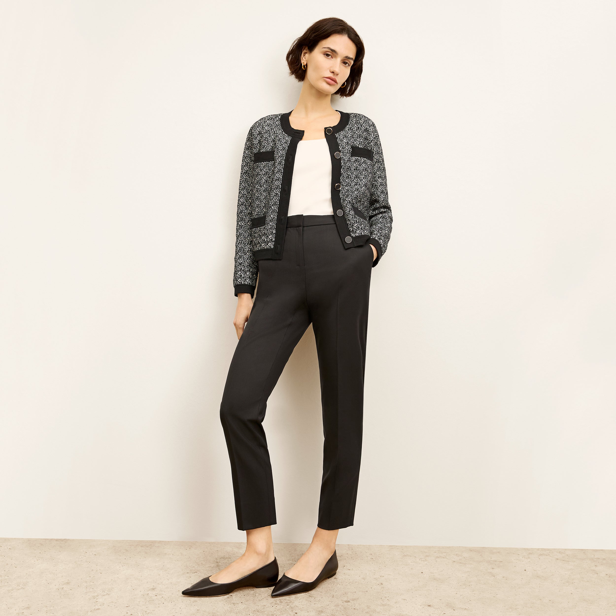 Mejia Washable Wool Twill Pants for Men & Women - Classic Black Trousers for Office, Travel & Casual Wear