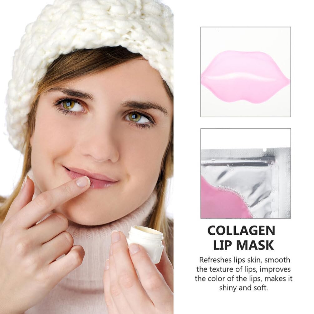FOMIYES 100 Pcs Hydrating Exfoliating Lip Mask with Collagen - Overnight Lip Care Treatment for Dry, Chapped Lips - Perfect for Nighttime Lip Therapy & Daily Moisturizing