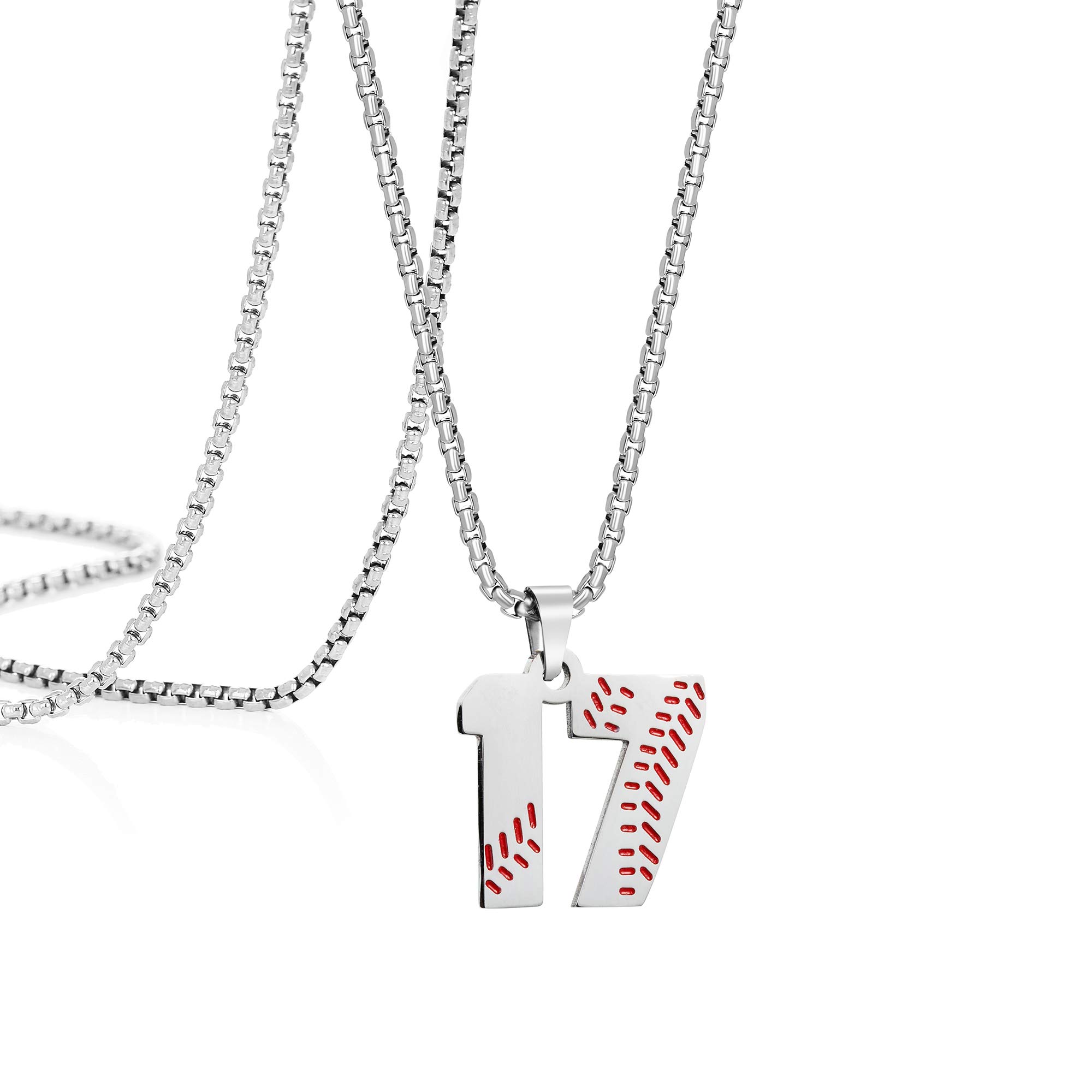 Custom Baseball Number Necklace 1-99 - Stainless Steel Sports Charm Pendant for Players & Fans - Perfect Jewelry Gift for Athletes, Coaches & Baseball Lovers (Game Day, Birthday, Anniversary)