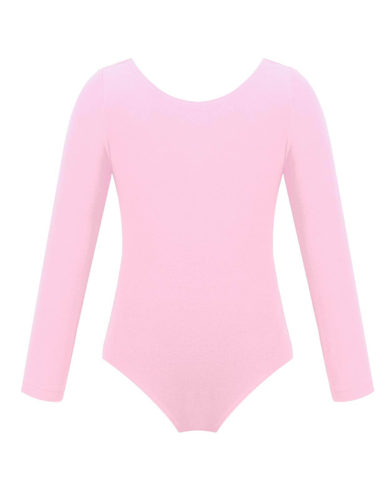 Girls Solid Color Ballet Leotard - Round Neck Long Sleeve Gymnastics Bodysuit for Dance & Performance | Perfect for Ballet Class, Recitals & Dance Competitions