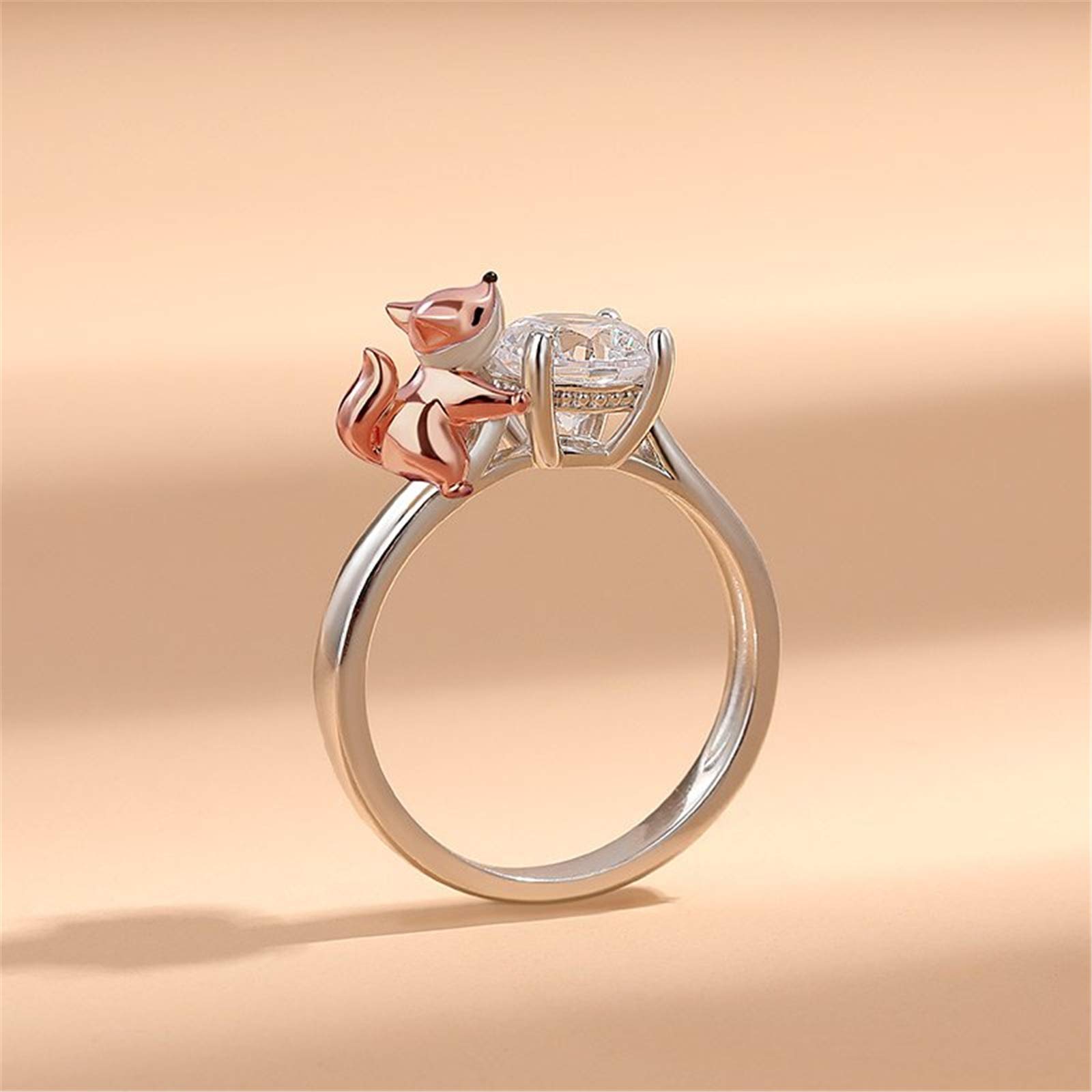 Jeulia Sterling Silver Fox Hug Me Ring for Women - Round Cut Engagement, Wedding, Anniversary, Birthday Gift for Wife & Girlfriend (Includes Jewelry Box) | Perfect for Romantic Occasions & Everyday Wear