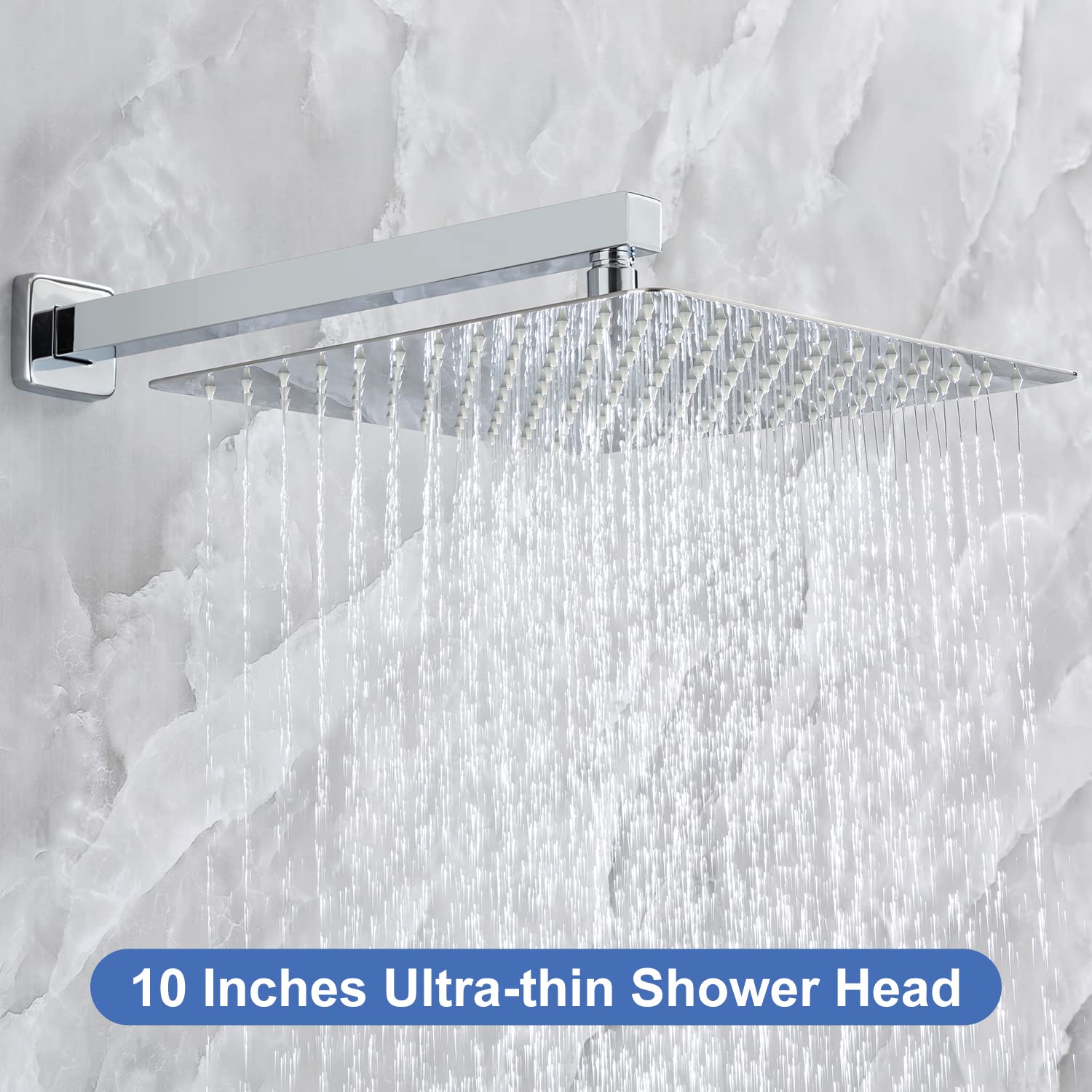 Luxury 10 Inch Wall Mounted Rainfall Shower System - Chrome Tub Spout Shower Faucet with Rough-in Valve Body & Trim - Perfect for Modern Bathroom Renovation & Spa-Like Shower Experience