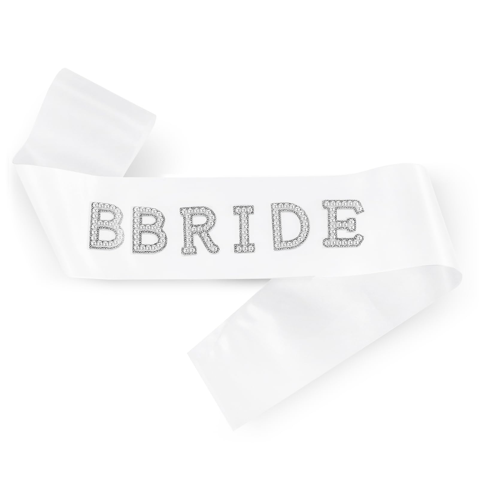 Elegant White Bride Sash with Pearls & Rhinestones - Perfect for Wedding, Bridal Shower & Bachelorette Party - Ideal Bridal Accessory Gift for Bride-to-Be