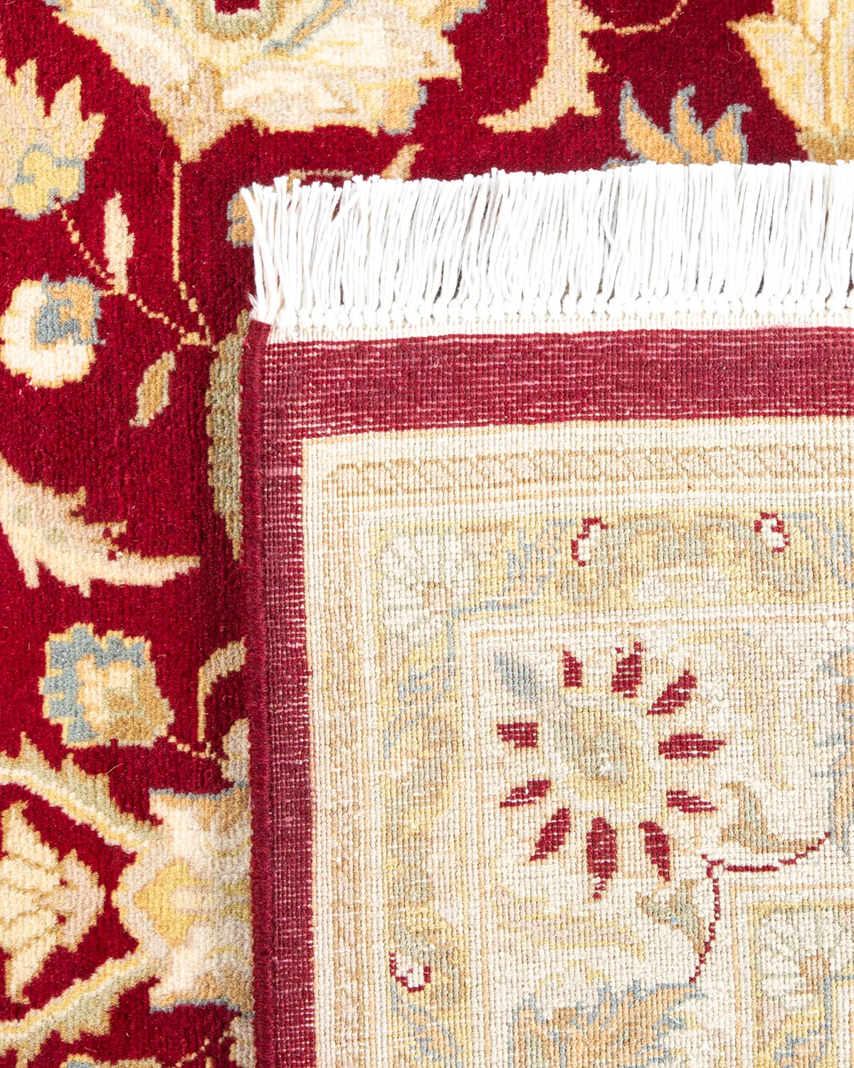 Handmade Wool Oriental Mogul Red 4x6 Area Rug - Solo Rugs One of a Kind Hand Knotted Traditional Design for Living Room, Bedroom & Home Decor