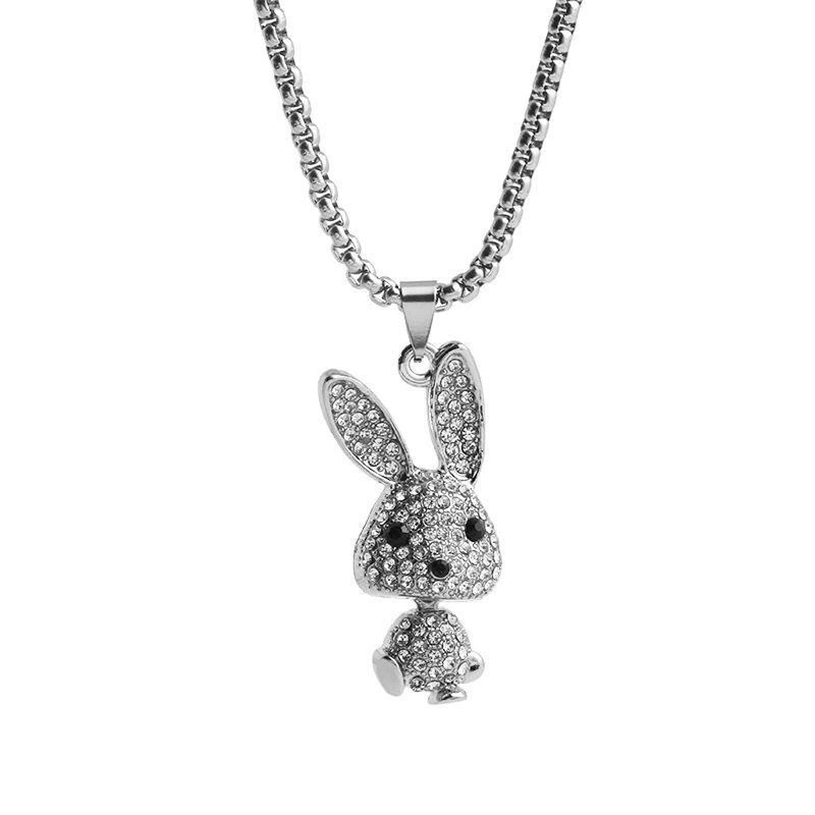 Elegant Rabbit Pendant Necklace for Women - Sterling Silver Jumping Rabbit Charm with Diamond Accents - Dainty & Stylish Chain Necklace - Perfect for Casual Wear, Date Nights & Gift Giving (One Size)