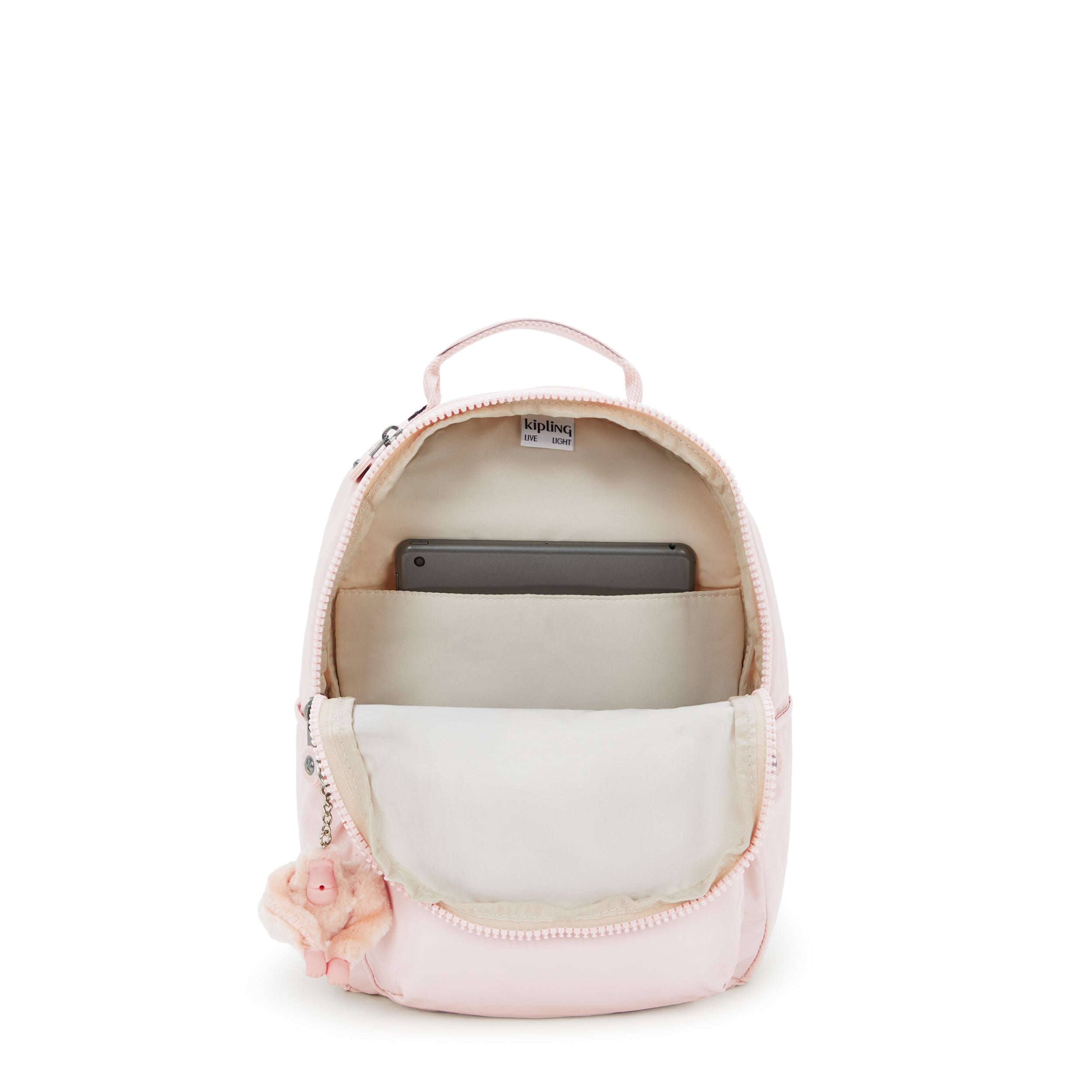Kipling Seoul Small Metallic Tablet Backpack - Pink Shine | Lightweight Laptop Bag for Women & Teens | Perfect for School, Work & Travel Accessories