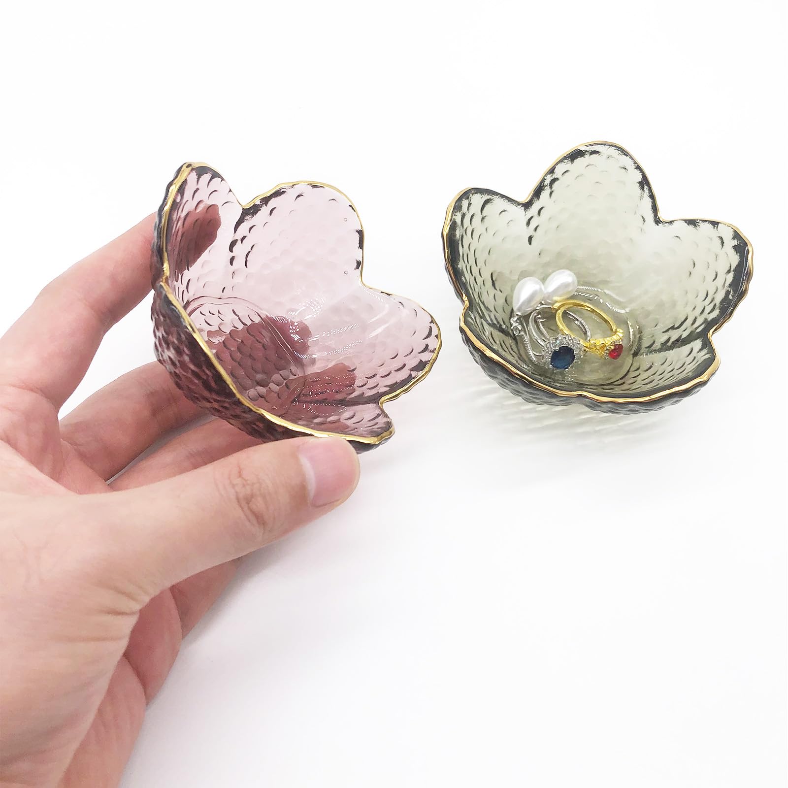 Elegant Glass Jewelry Tray - Crystal Ring Holder & Trinket Bowl for Rings, Earrings, Necklaces - Perfect for Nightstand Decor, Engagement Gifts & Bathroom Organization