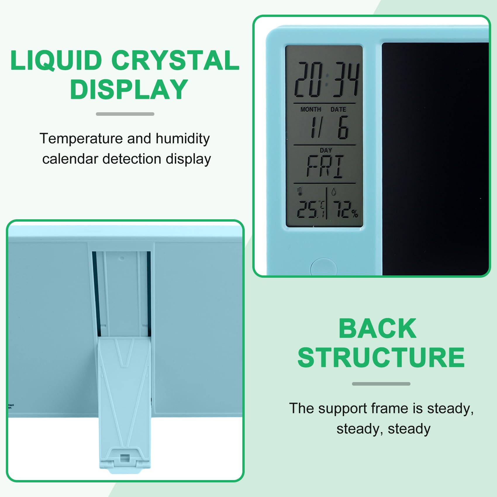 Kioball Multifunctional Electronic Desk Calendar - LCD Handwriting Board with Alarm Clock, Humidity & Temperature Display, Digital Message Board for Office, Home & School Use