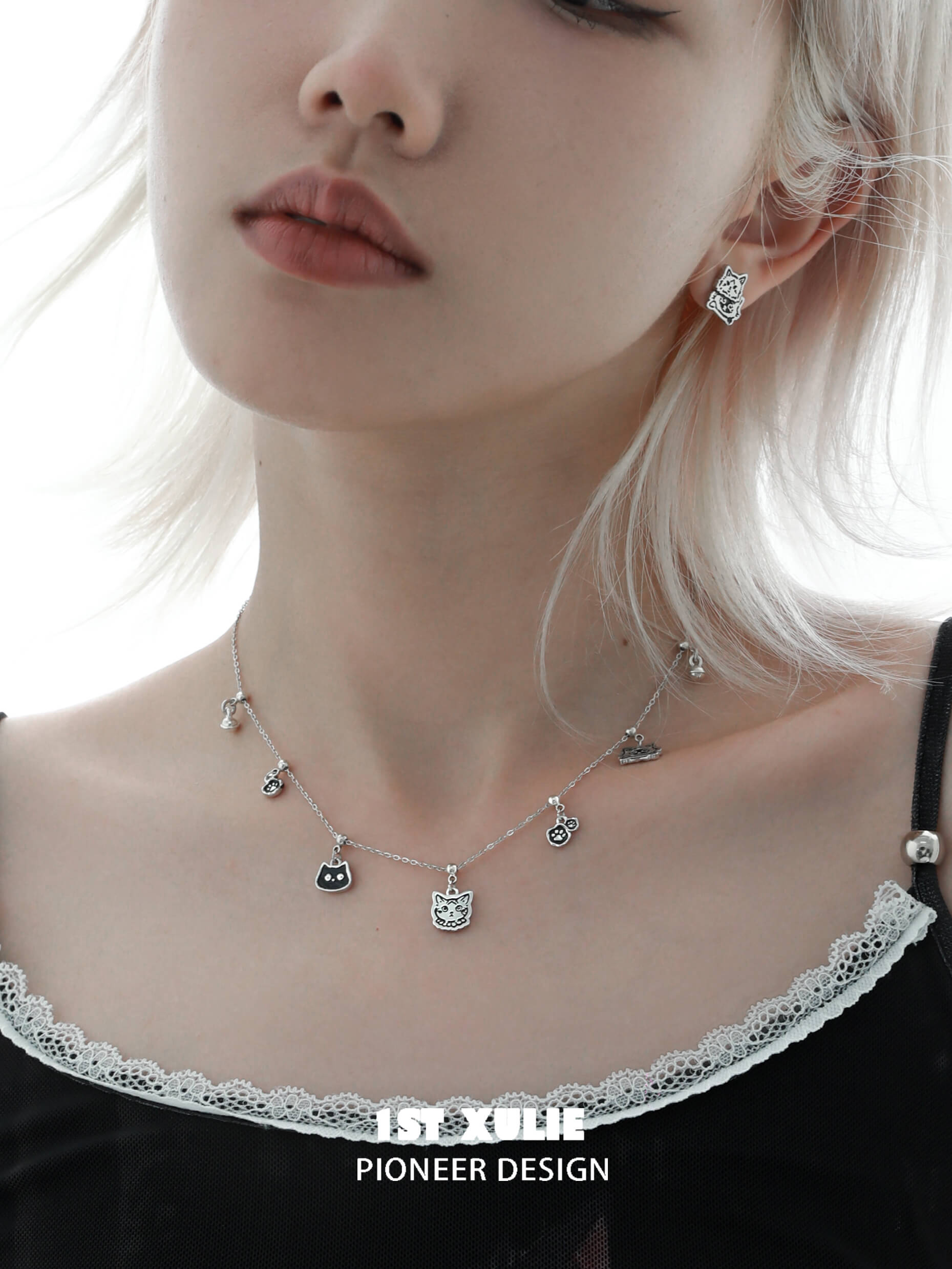Graffiti Kitten S925 Sterling Silver Pendant Necklace for Women - Trendy Cat Jewelry Gift for Birthday, Valentine's Day & Everyday Wear