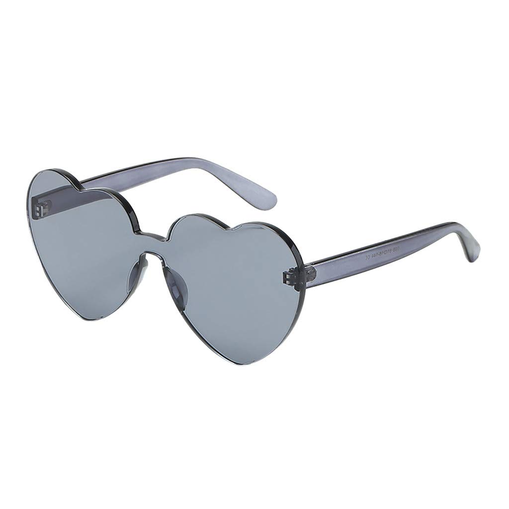 ZANFUN Women's Heart Shaped Sunglasses - Stylish Frameless Transparent Candy Color UV Protection Glasses for Outdoor, Beach, Driving & Fashion Accessories