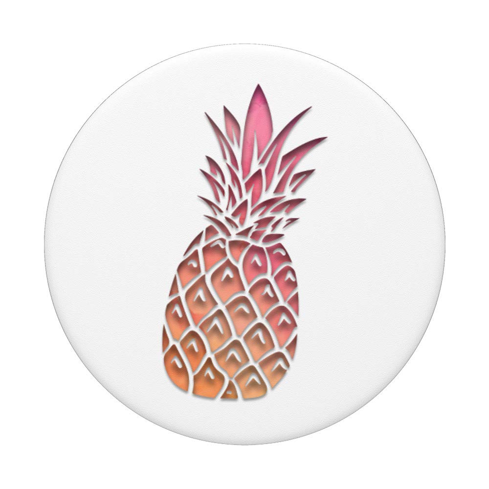 Swappable PopGrip with Pink & Orange Watercolor Pineapple Design - Perfect for Phones, Tablets & Laptops - Trendy Gift for Women & Teens