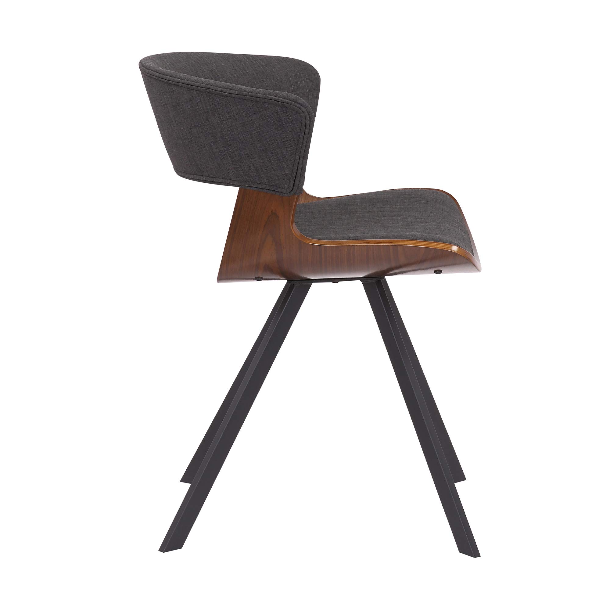 Benjara 18 Inch Curved Padded Dining Chair with Angled Legs - Brown & Black Upholstered Seat - Comfortable Modern Kitchen & Dining Room Furniture for Home Decor