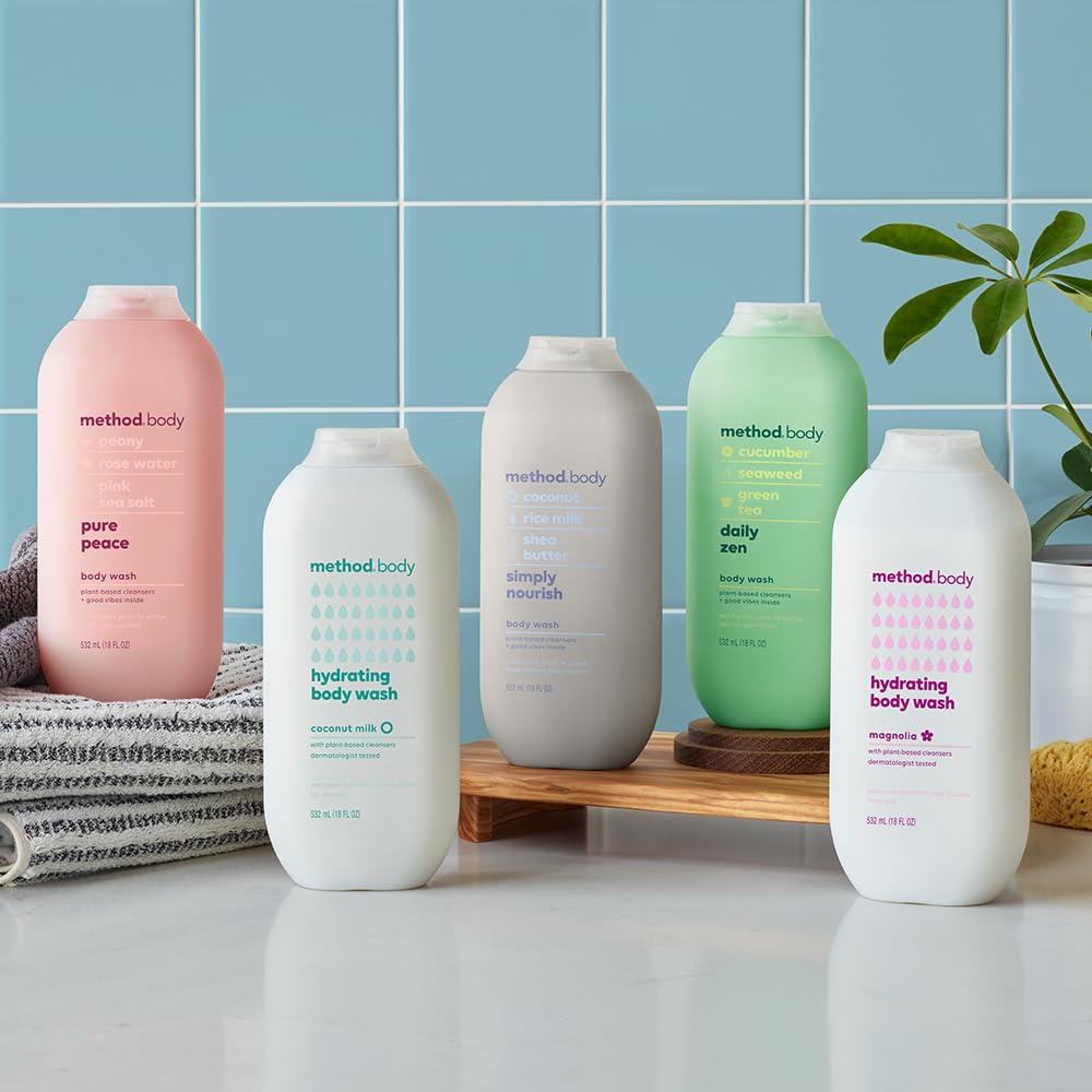 Method Hydrating Coconut Milk Body Wash - Paraben & Phthalate Free, 18 oz (Pack of 2) | Moisturizing Shower Gel for Dry Skin, Vegan & Cruelty-Free | Perfect for Daily Use & Spa Days at Home
