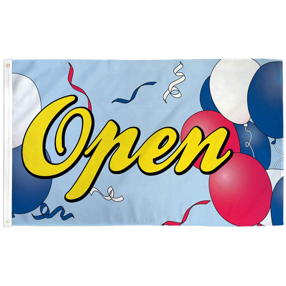 3x5 ft Open Balloons Polyester Flag - Durable & Vibrant for Businesses, Restaurants, Car Dealerships - Perfect for Grand Openings, Promotions & Outdoor Decor