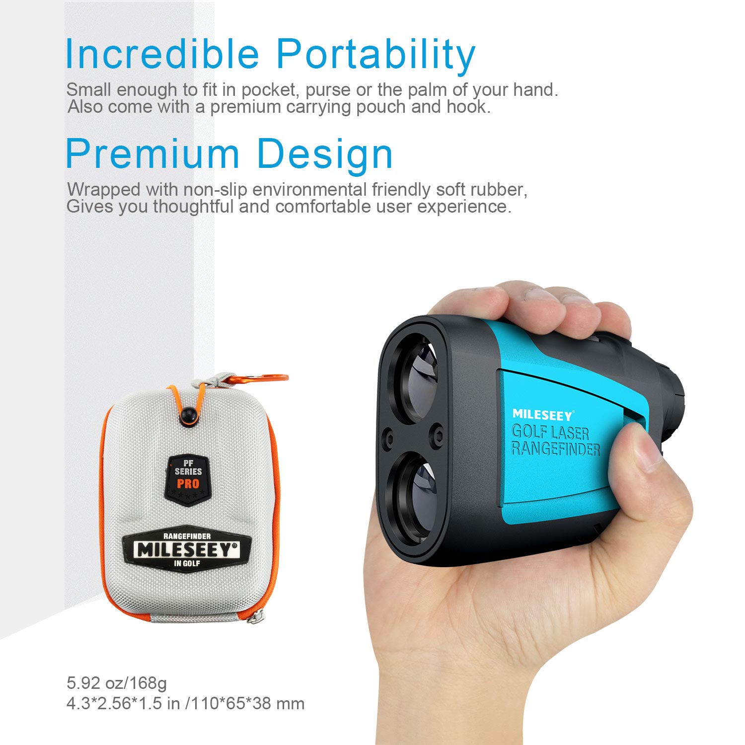 Mileseey Professional Golf Laser Rangefinder 660 Yards with Slope Compensation - Fast Flag Lock, 6X Magnification for Accurate Distance, Angle & Speed Measurement - Perfect for Golfing, Hunting & Outdoor Sports