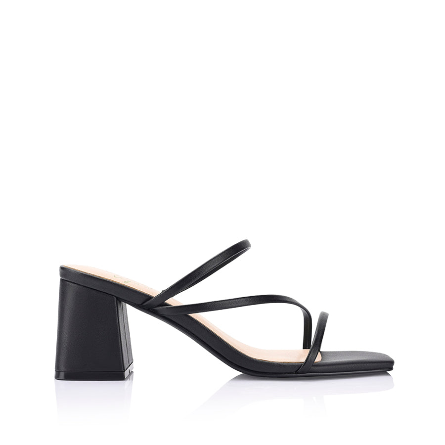 Stanford Block Heel Mules - Women's Comfortable Slip-On Shoes for Work & Casual Wear | Black Leather Loafers for Office, Walking & Everyday Outfits
