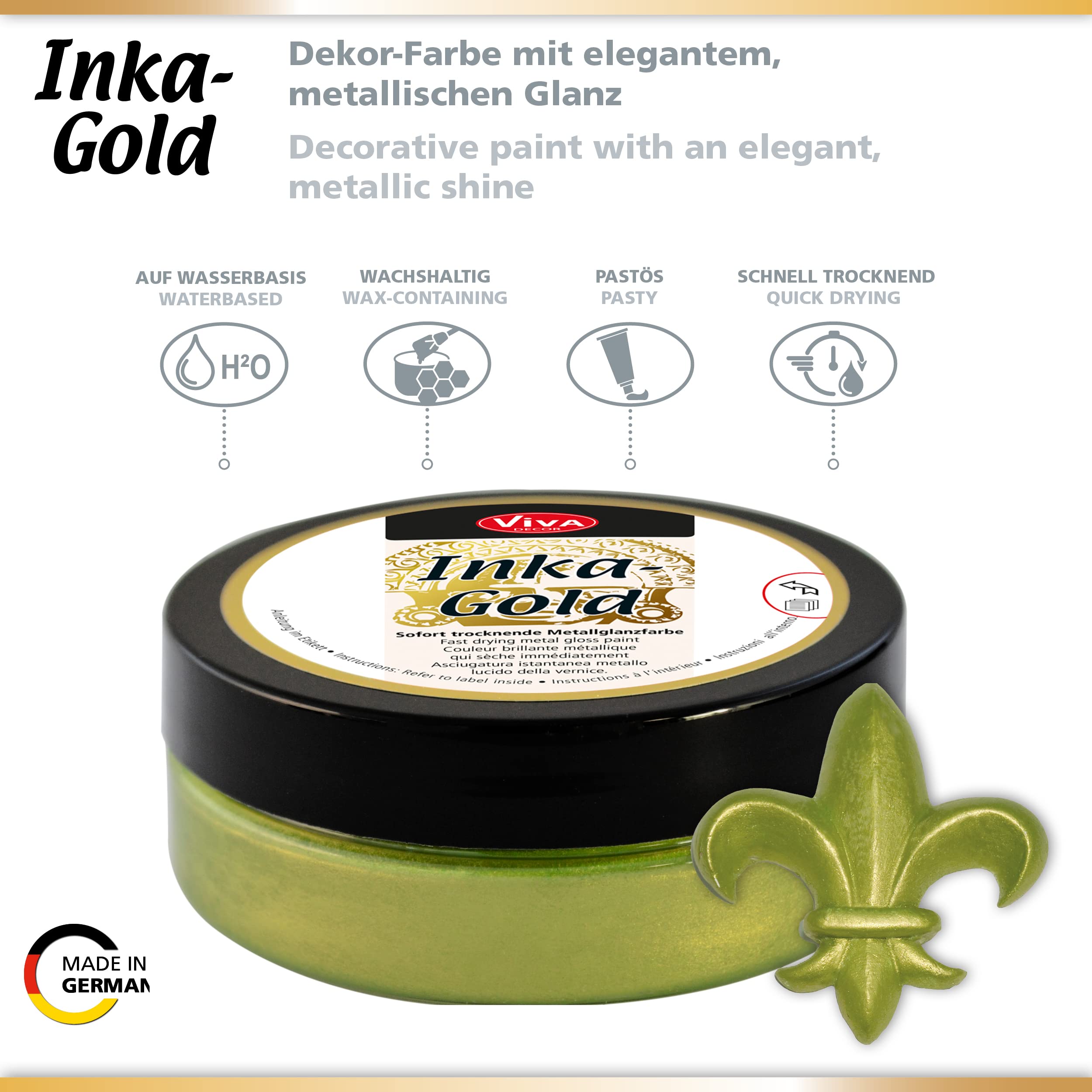 Inka Gold Gilding Wax 2.3oz - Metallic Polish for Wood, Clay & DIY Decor