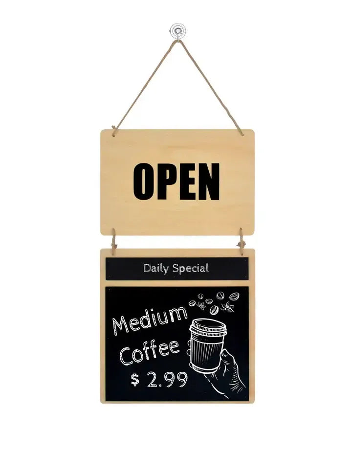 Chalkboard Open Closed Sign - 9x16 Inches - Reversible Hanging Door Sign for Business, Restaurants & Retail Stores - Perfect for Store Hours, Events & Daily Specials