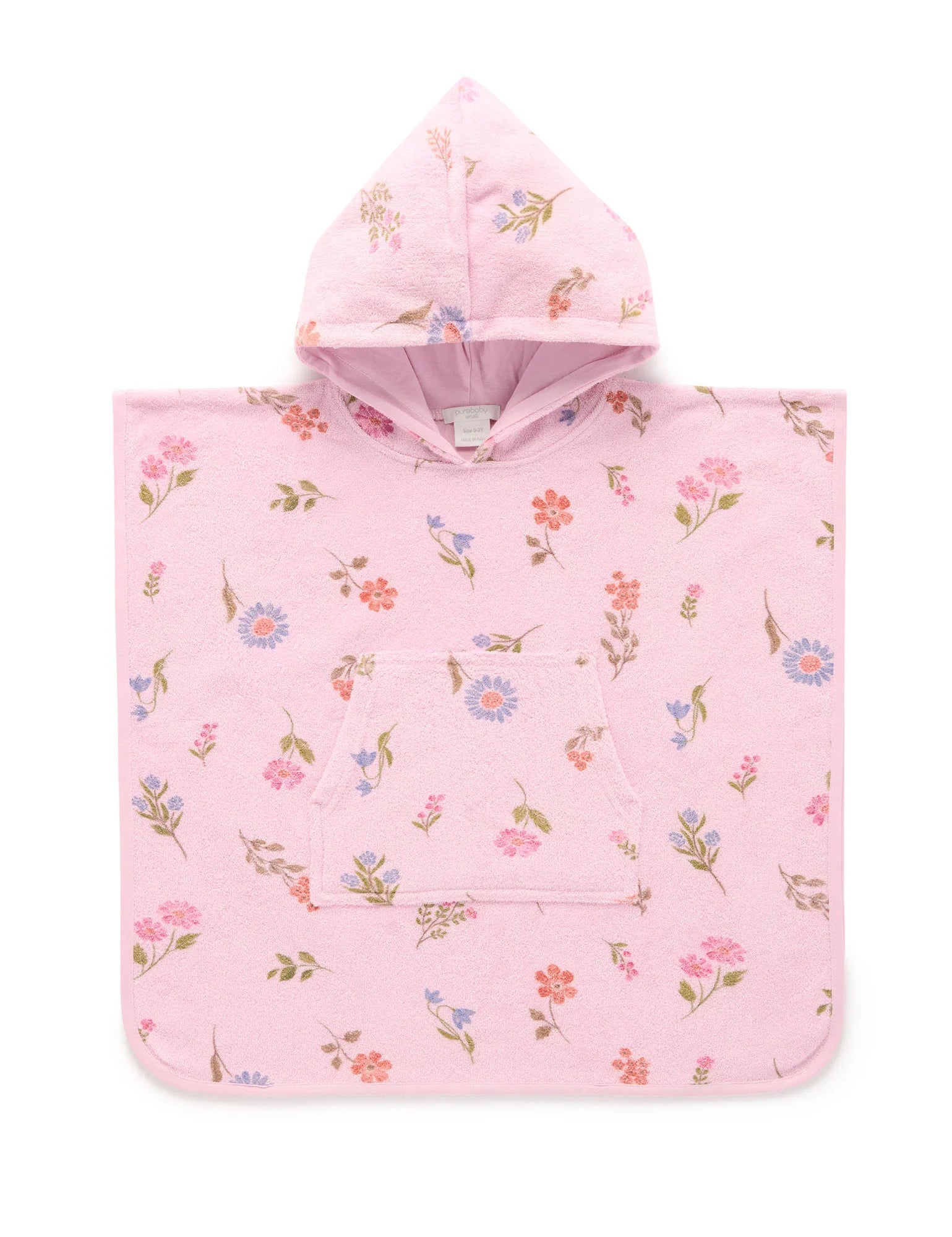 Purebaby Organic Cotton Hooded Towel - Soft & Absorbent Baby Bath Towel with Geranium Scent - Perfect for Newborns, Infants & Toddlers After Bath Time, Swimming or Beach Trips