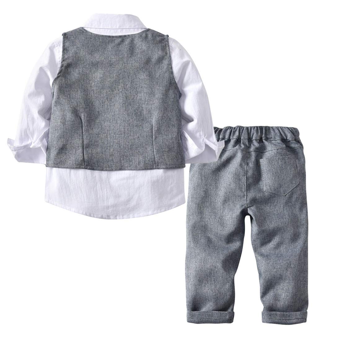 Boys Formal Suit Set - Short Sleeve Dress Shirt with Pants, Shorts, Vest, Suspenders & Tie | Wedding, Party, School Photos & Special Occasions