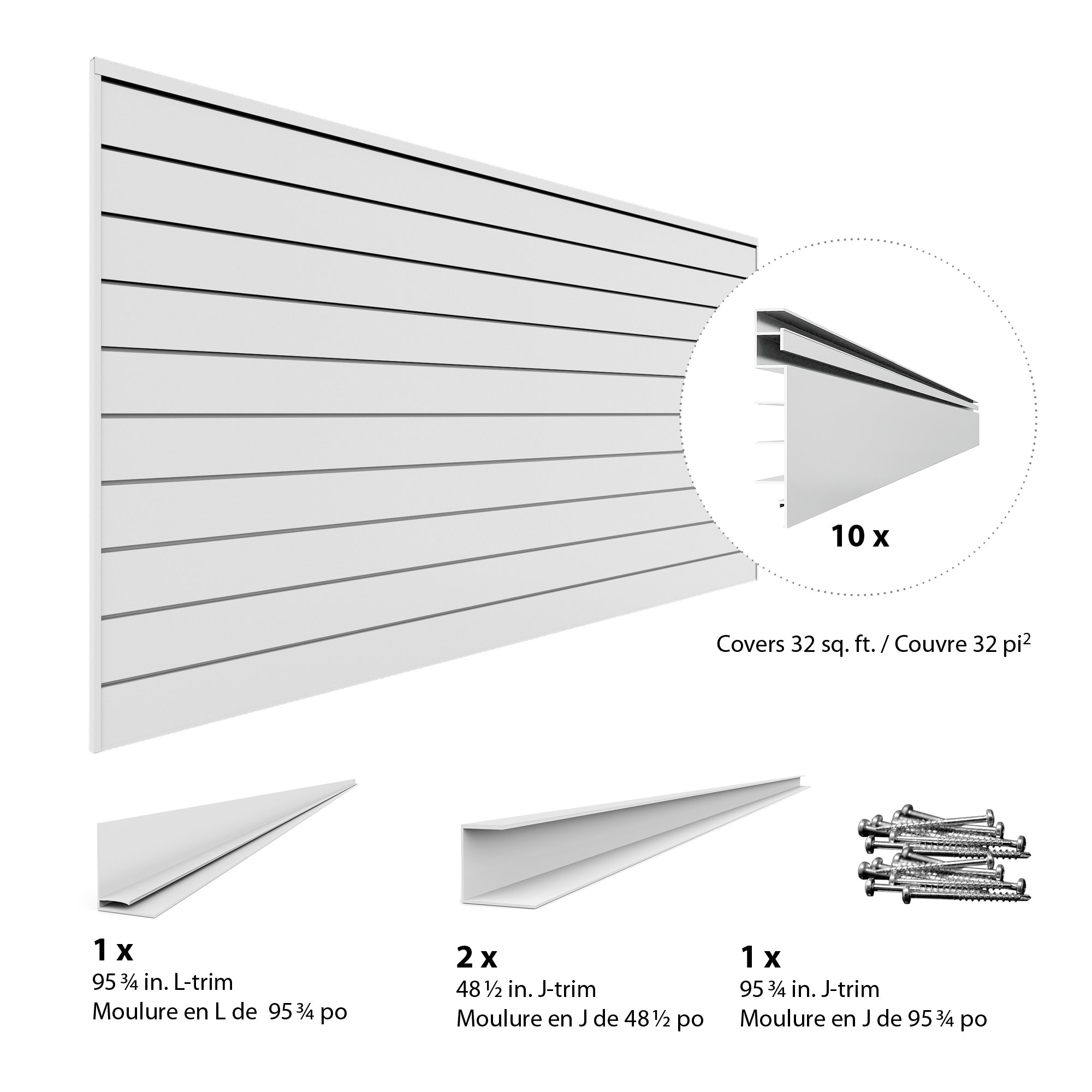 PVC Slatwall Handyman Bundle - Durable Wall Panel System for Retail Displays & Garage Organization - Perfect for Store Shelving, Tool Storage & Home Decor