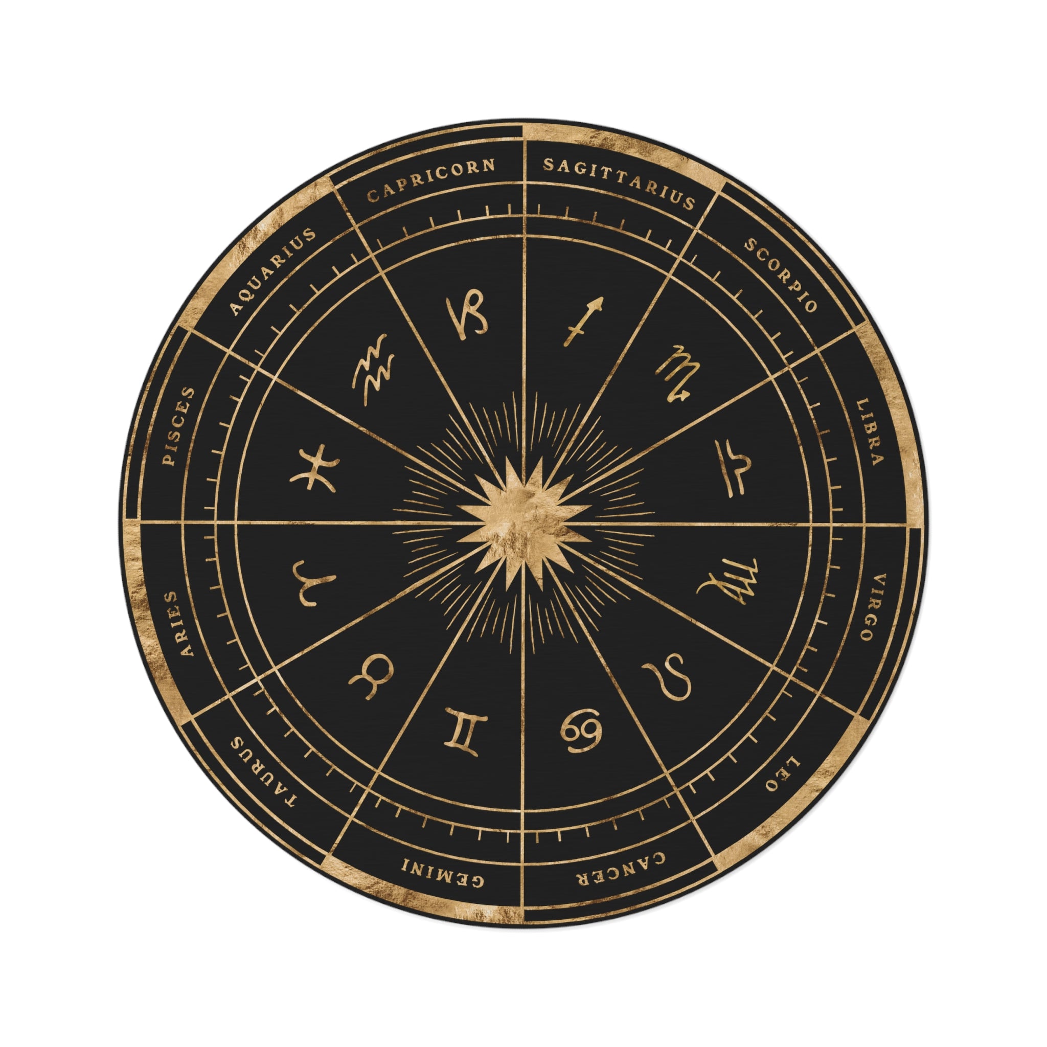 Celestial Astrology Round Rug - Zodiac Wheel Design Non-Slip Area Rug for Living Room, Bedroom, Dorm Decor - Perfect for Boho, Meditation & Yoga Spaces