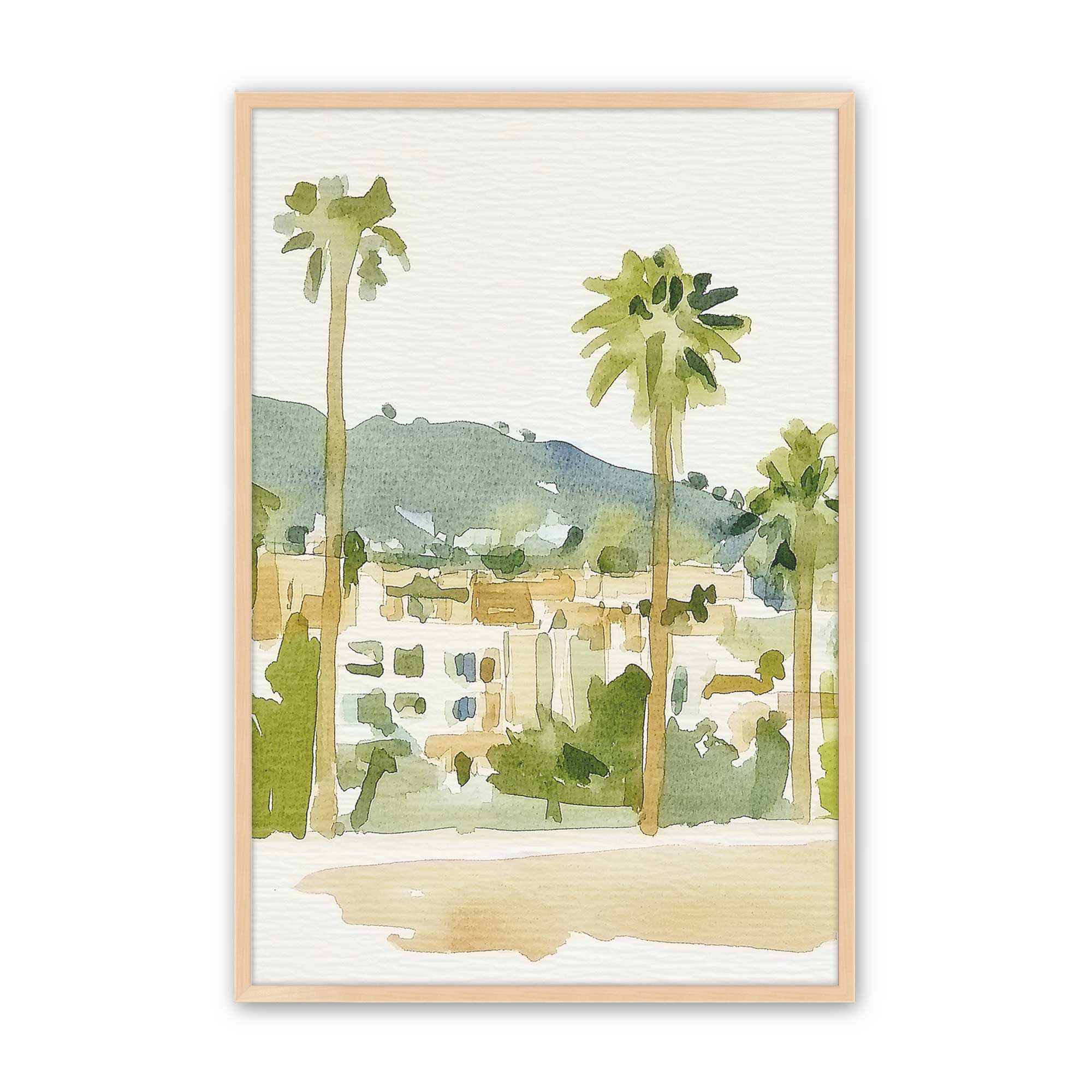 Desert Palms and Villas III Print - Stunning Landscape Wall Art for Home & Office Decor | Perfect for Living Room, Bedroom, or Office Wall Decorations