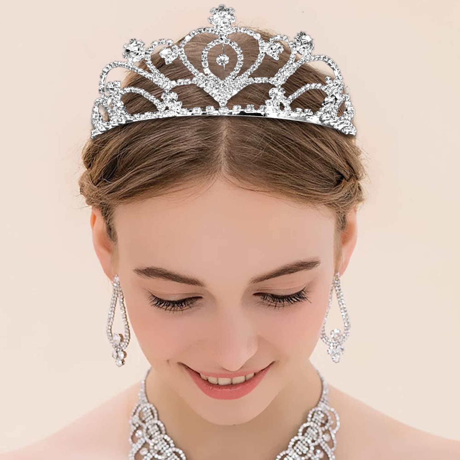 ZOCONE 2-Pack Crystal Rhinestone Bridal Tiara Set - Elegant Wedding Crown & Princess Headpiece for Women, Flower Girls, Bridesmaids - Silver Hair Accessories with Comb | Perfect for Weddings, Birthday Parties, Prom, Pageants & Special Occasions