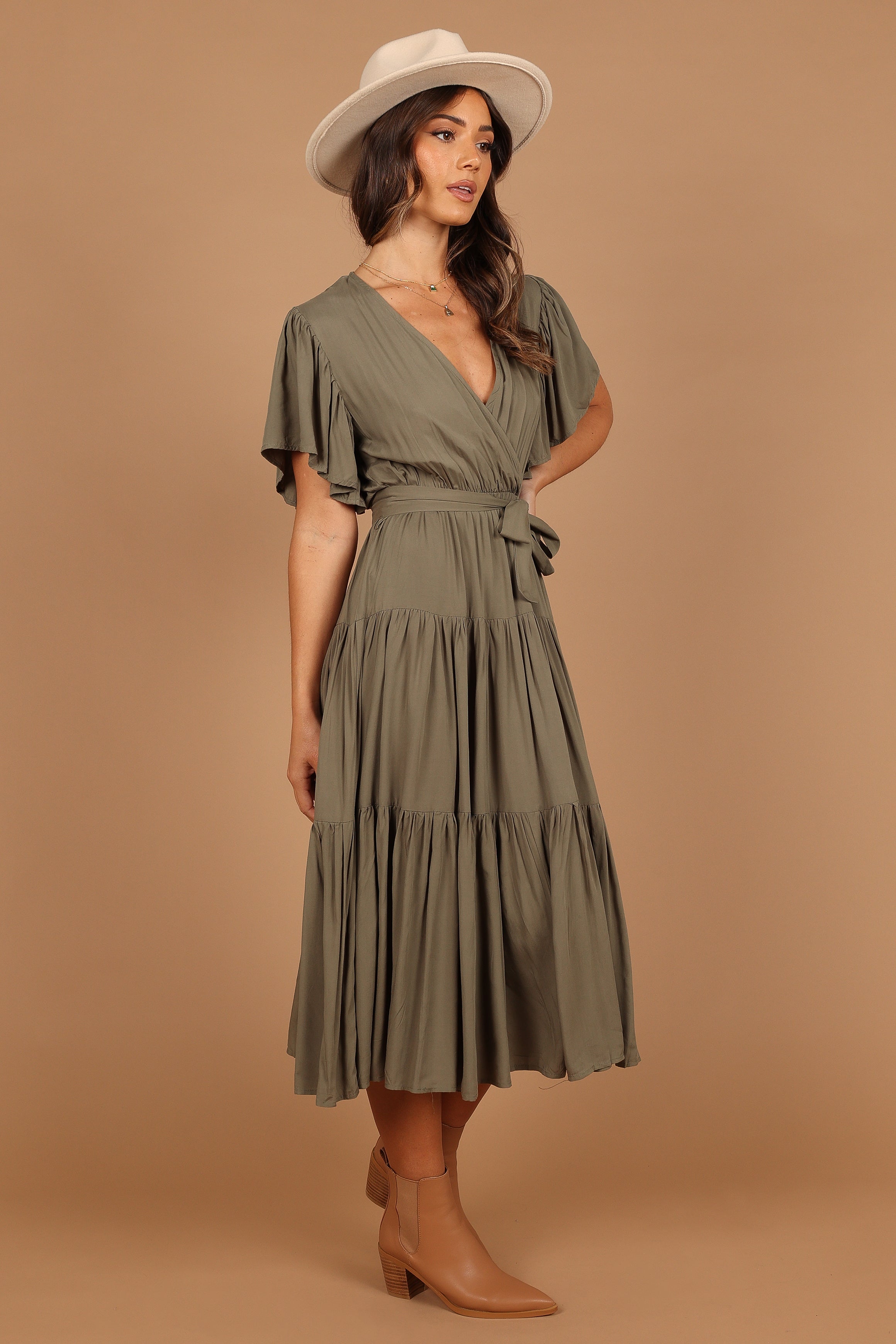 Barker Women's Olive Green Casual Dress - Perfect for Office, Date Night & Summer Outings