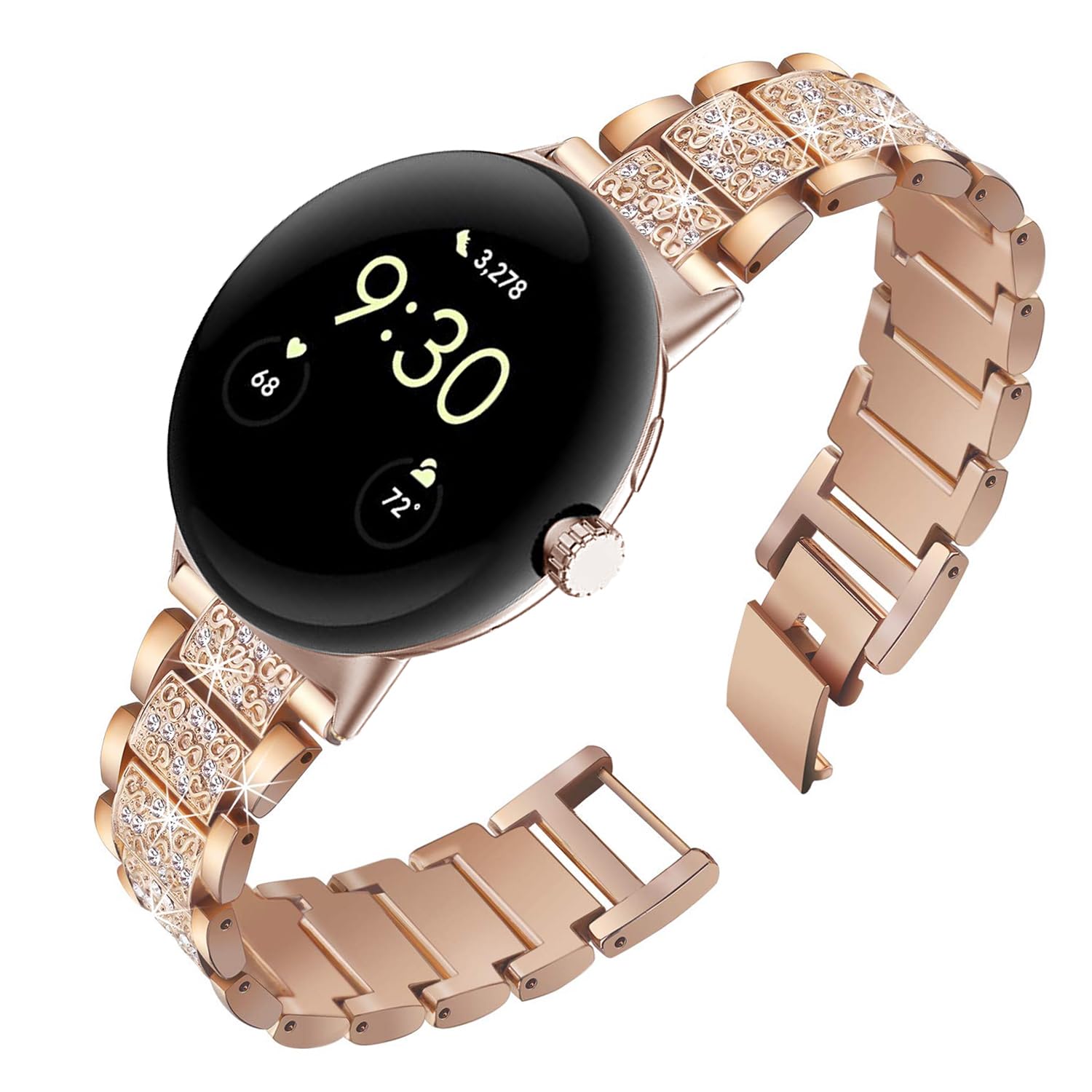 Google Pixel Watch Metal Band for Women - Jewelry Replacement Strap for Work & Gym