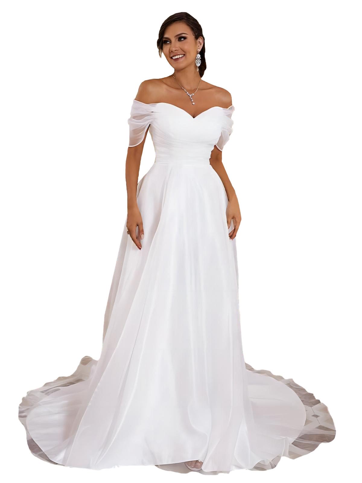 2024 Beach Boho Wedding Dresses for Bride - Lace Appliques Tulle Bridal Gowns for Women | Perfect for Beach, Garden & Destination Weddings