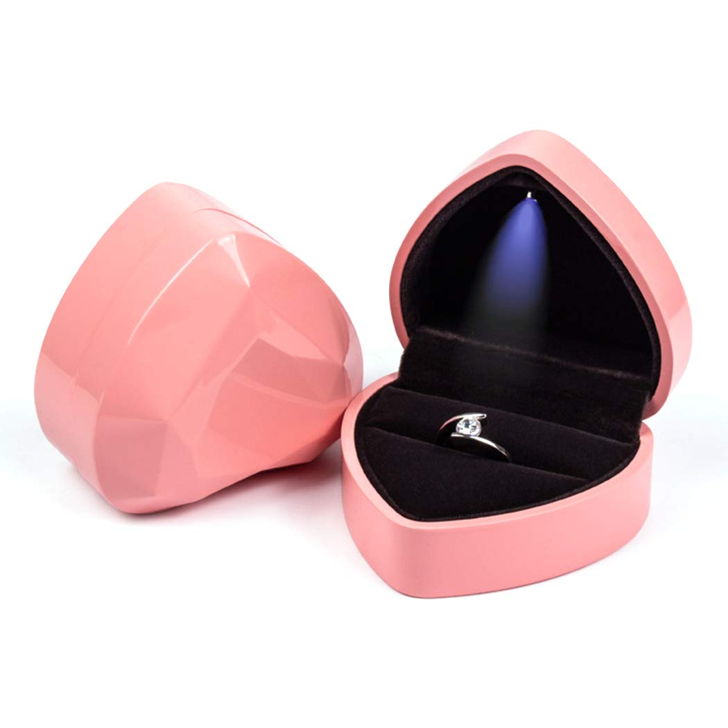 Heart Shaped LED Ring Box - Proposal Jewelry Gift Box for Engagement, Wedding, Valentine's Day, Anniversary & Christmas (Pink) - Perfect for Romantic Surprises & Special Occasions