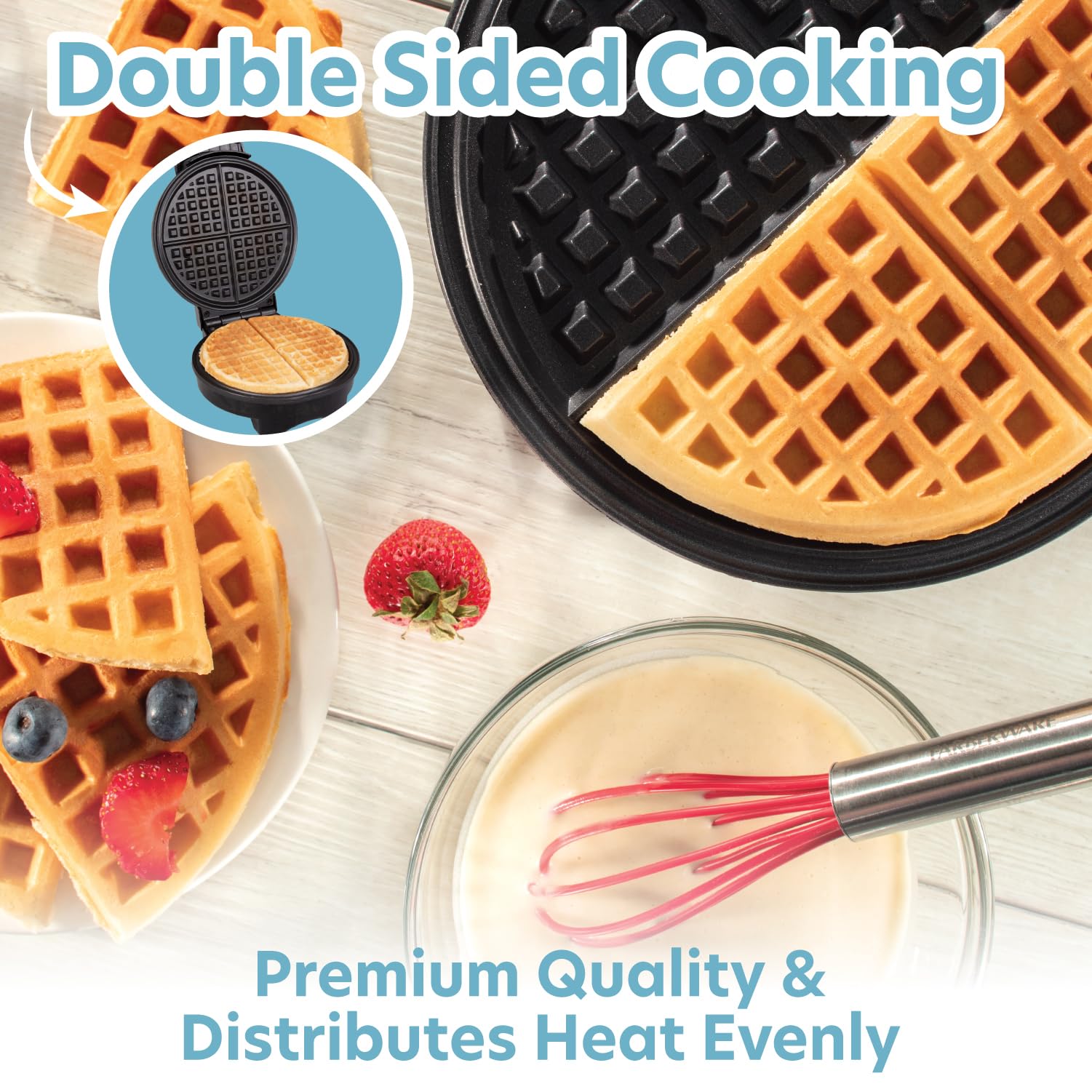 Cucina Pro 7-Inch Non-Stick Waffle Maker - Adjustable Browning Control for Thin American Style Waffles - Perfect for Breakfast, Brunch & Family Gatherings - Ideal Housewarming Gift & Kitchen Essential