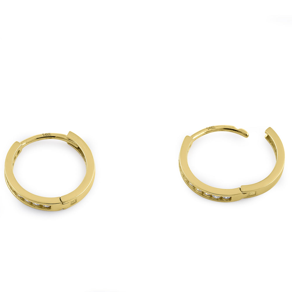 14K Yellow Gold Diamond Hoop Earrings for Women - 0.24 ct Round Cut Stud Earrings for Everyday Wear, Gift & Special Occasions