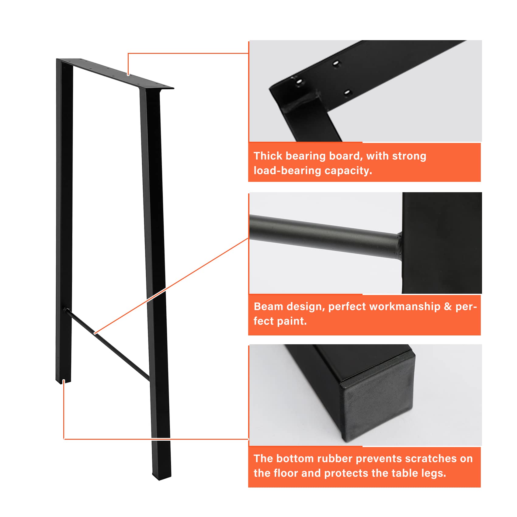 TC-HOMENY 28 Inch Metal Table Legs Set of 2 - Heavy Duty Furniture Legs for Coffee Tables, Desks & Benches - Industrial Style Home & Office Furniture Supports