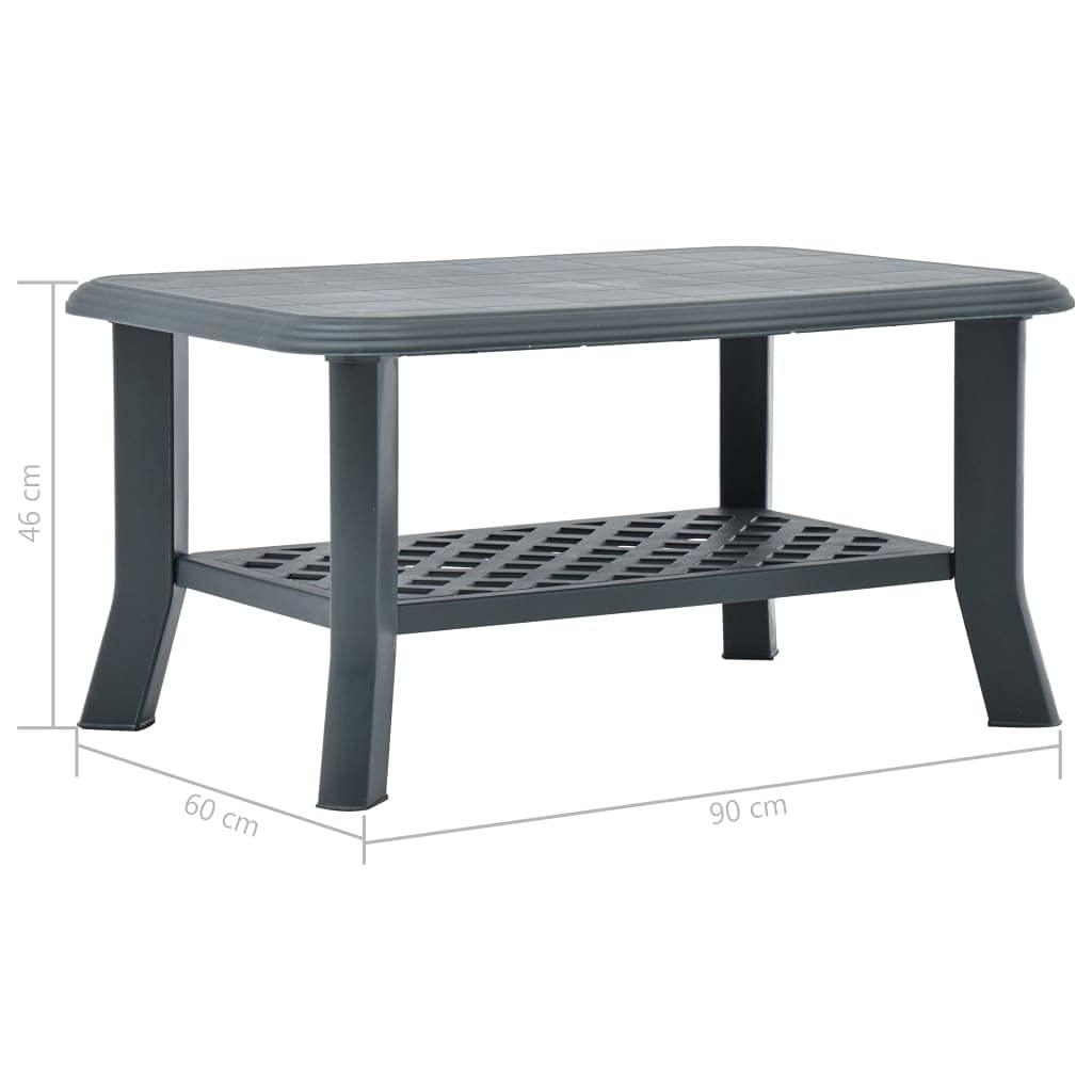 Modern Green Plastic Coffee Table with Storage Shelf - 35.4
