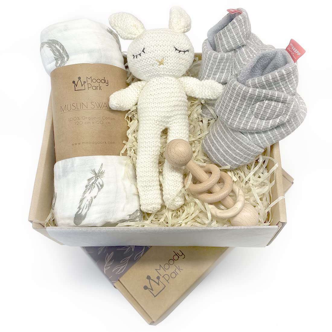 Gender Neutral Baby Gift Basket Set - Newborn Baby Shower Welcome Box with Essential Baby Items for Boys & Girls | Perfect Baby Shower Gift, Newborn Present & Nursery Decor