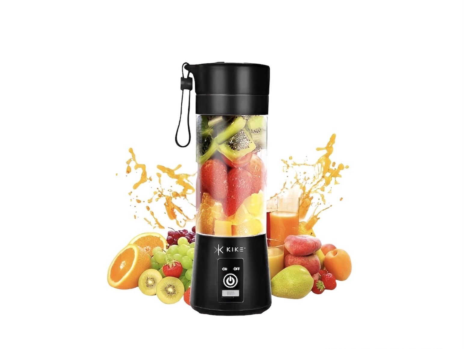 **KIKO Portable Blender - 16oz USB Rechargeable Personal Blender with 6 Blades for Smoothies, Shakes, Juices & Baby Food | Travel Cup & Lid Included | Perfect for Gym, Travel & Home Use (Black)**