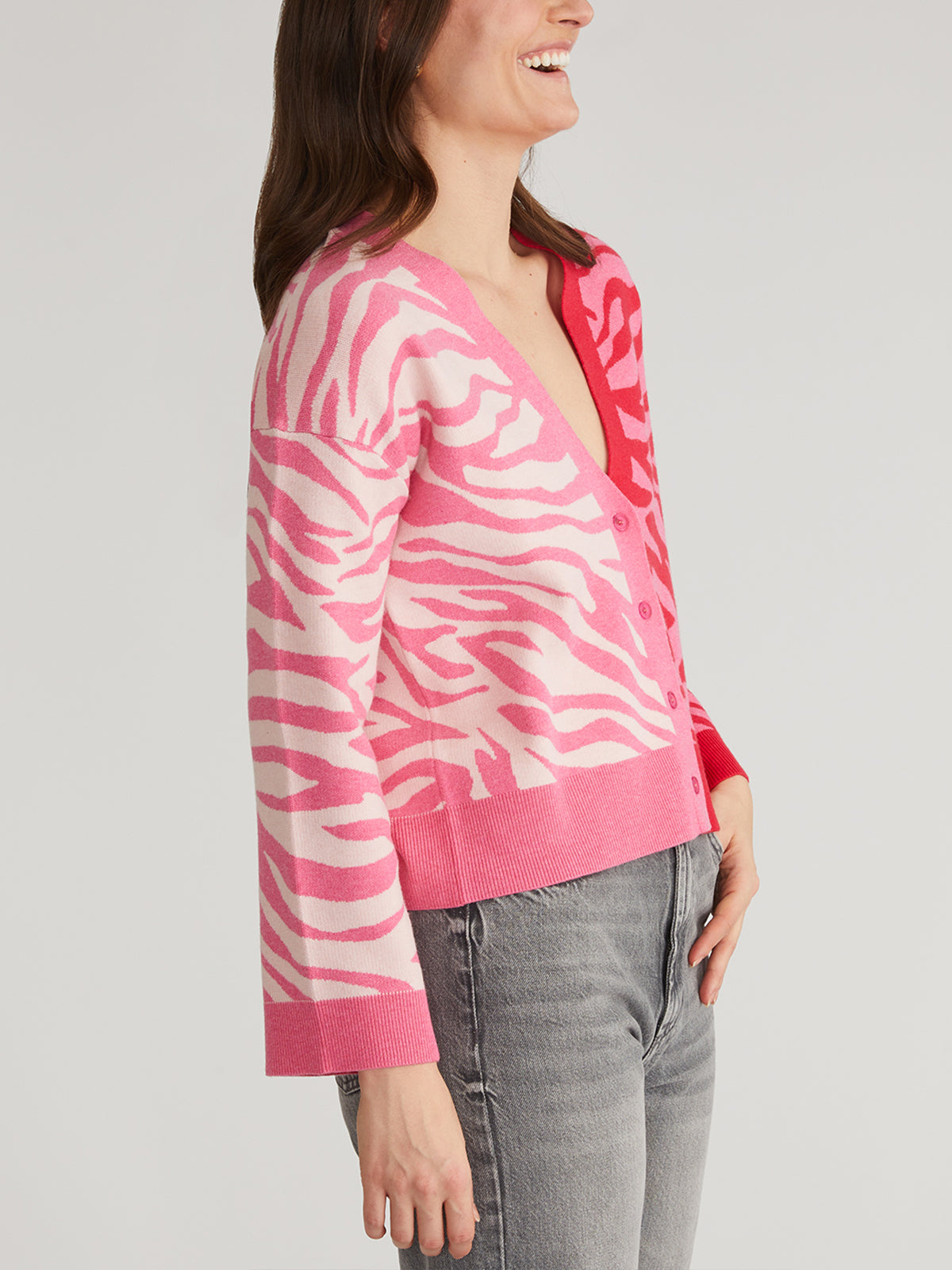 Nicole Women's Colorblock Zebra Print Cardigan - Soft Long Sleeve Open Front Sweater for Casual Outfits & Office Wear