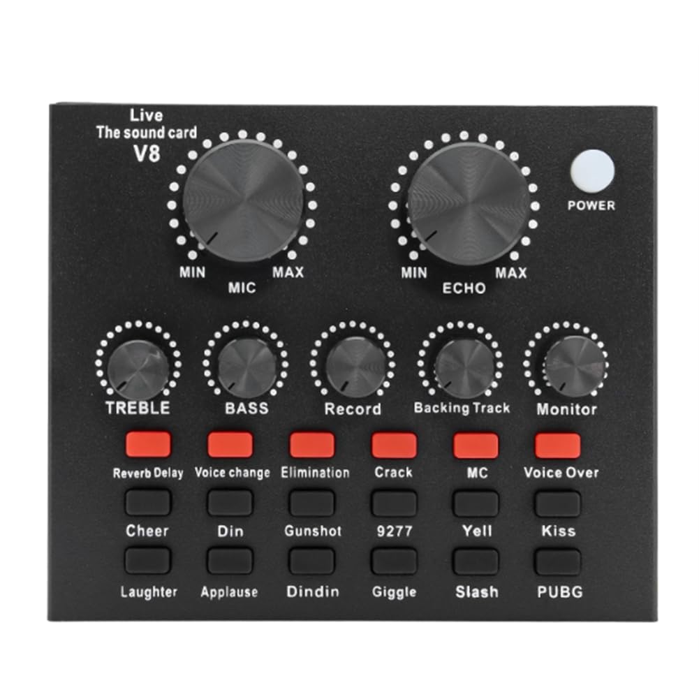 V8 Sound Card for Live Streaming - Voice Changer & Karaoke Headset with External Sound Card for Mobile, Home KTV - Perfect for Singing, Gaming & Podcasting