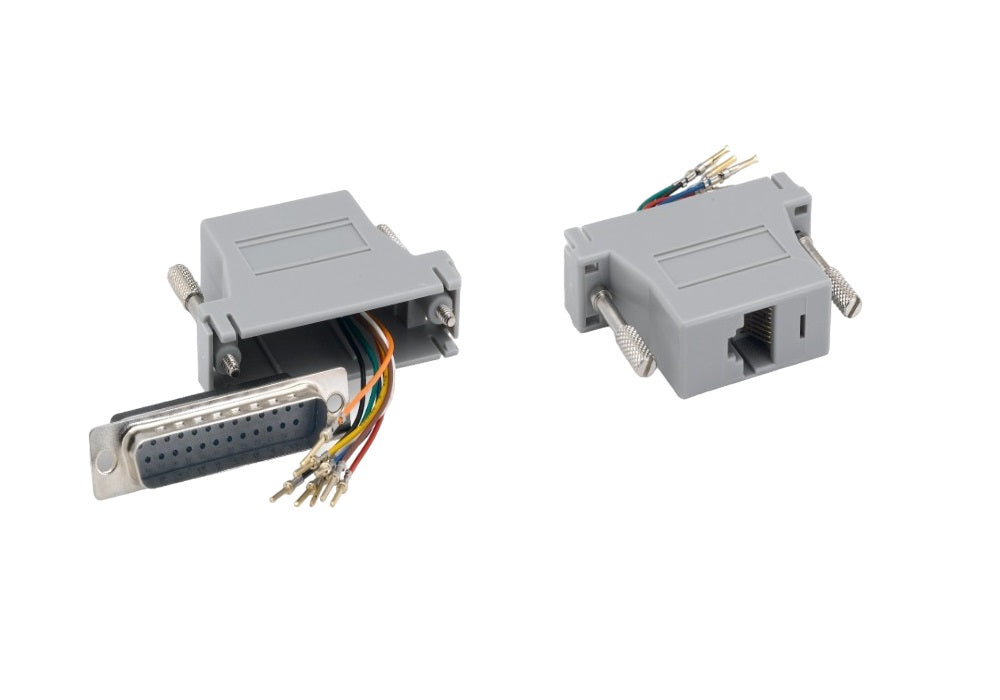 DB25 Male to RJ45 Female Modular Adapter - 10 Pack Gray | Network Cable Connector for Computer, Server & Telecom Equipment