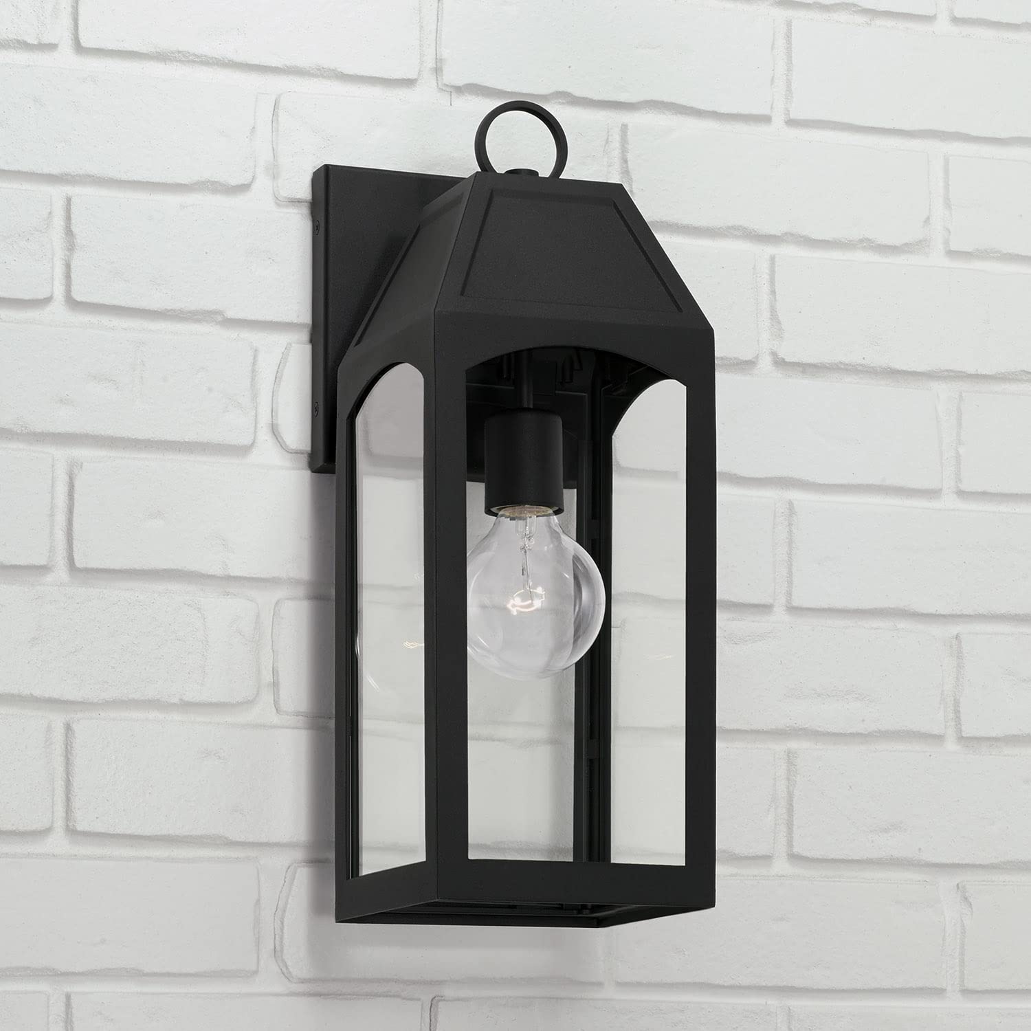 **Capital Lighting 946311BK Burton Clear Glass Outdoor Wall Lantern - 1-Light, 100W, Black (17