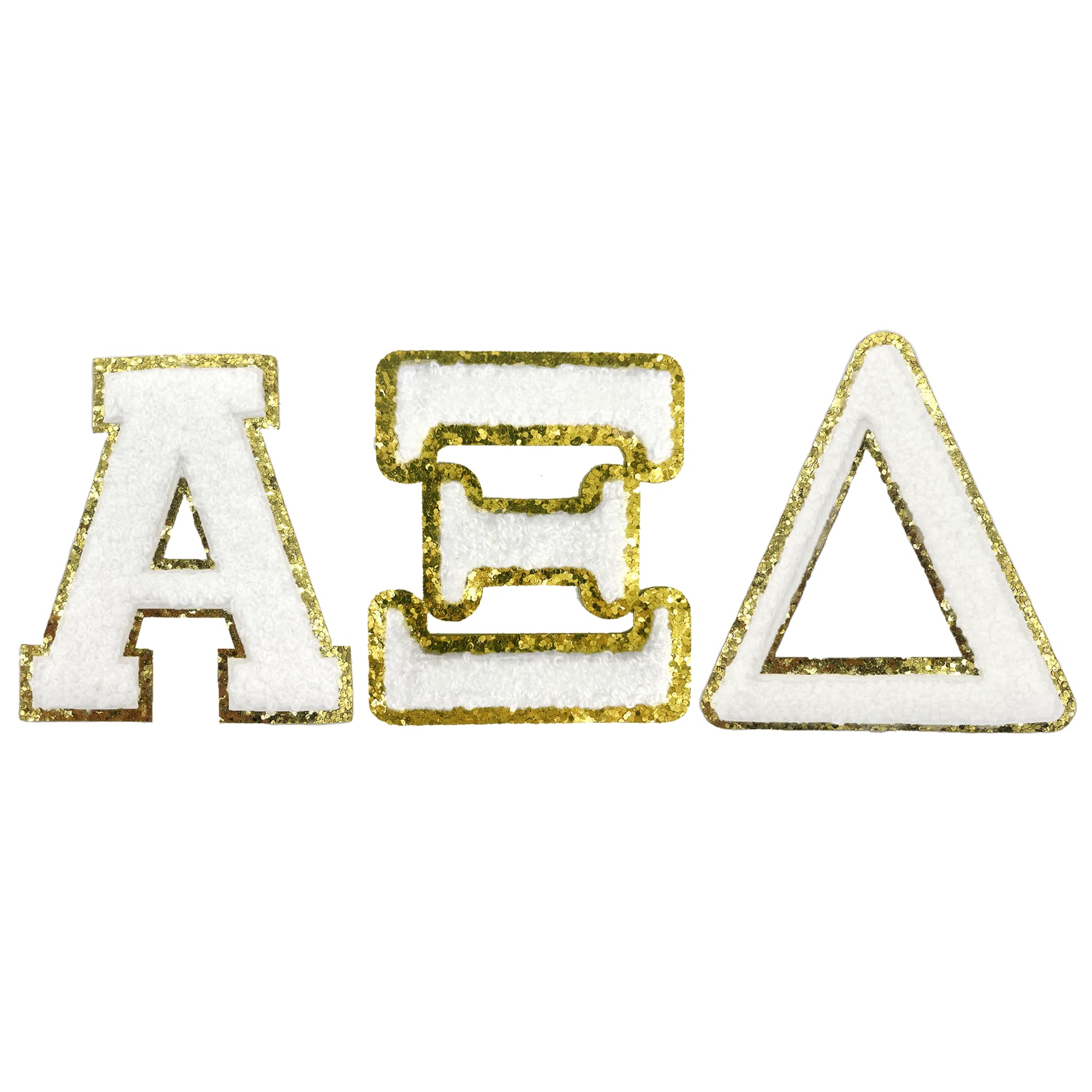 Alpha Xi Delta Iron-On Greek Letter Chenille Patch Set - Sorority Apparel Accessories for Jackets, Bags & DIY Crafts - Perfect for Greek Life Events, College Spirit & Sisterhood Gifts