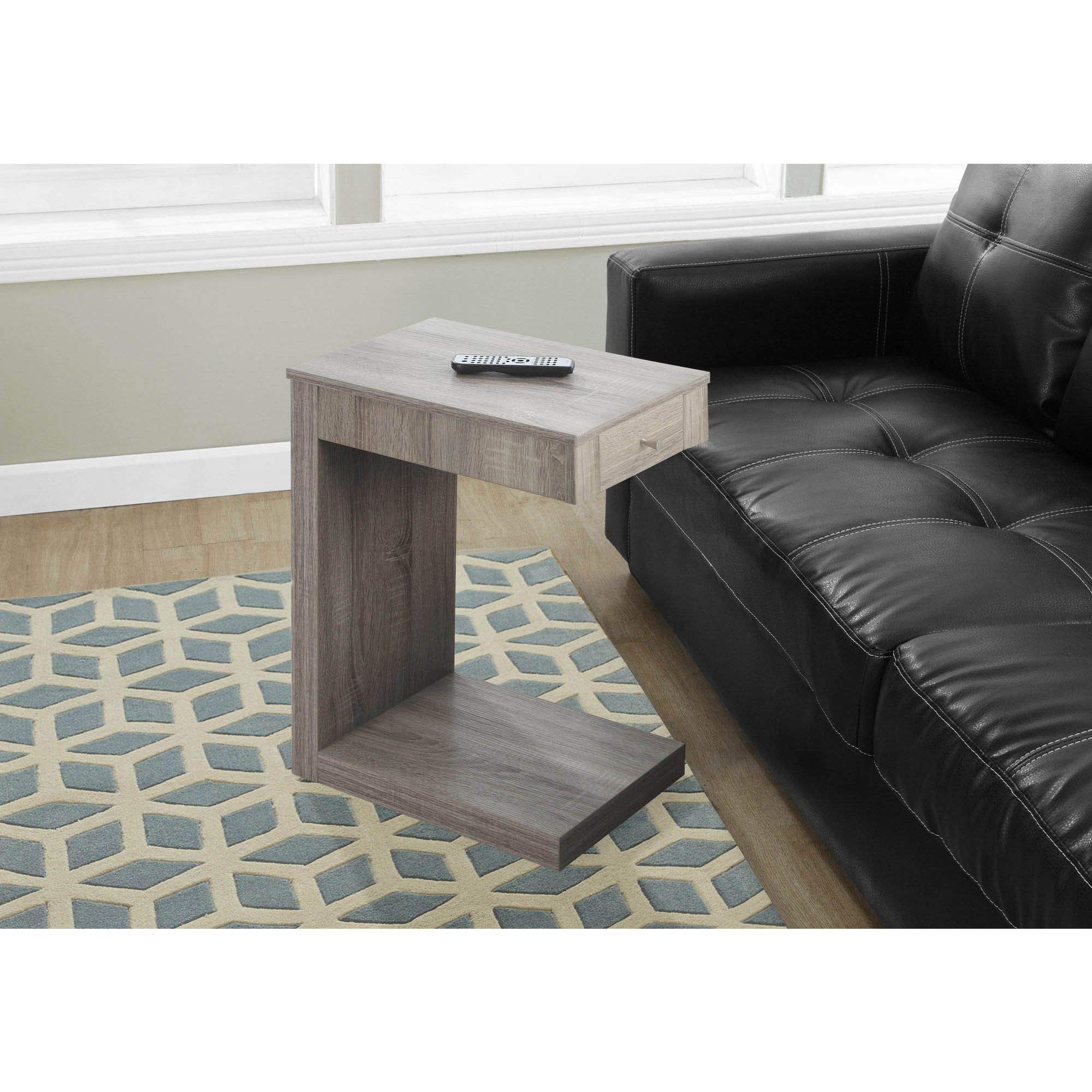 Modern Dark Taupe Accent Table with Drawer - Stylish Side Table for Living Room, Bedroom & Office - Perfect for Display, Storage & Home Decor