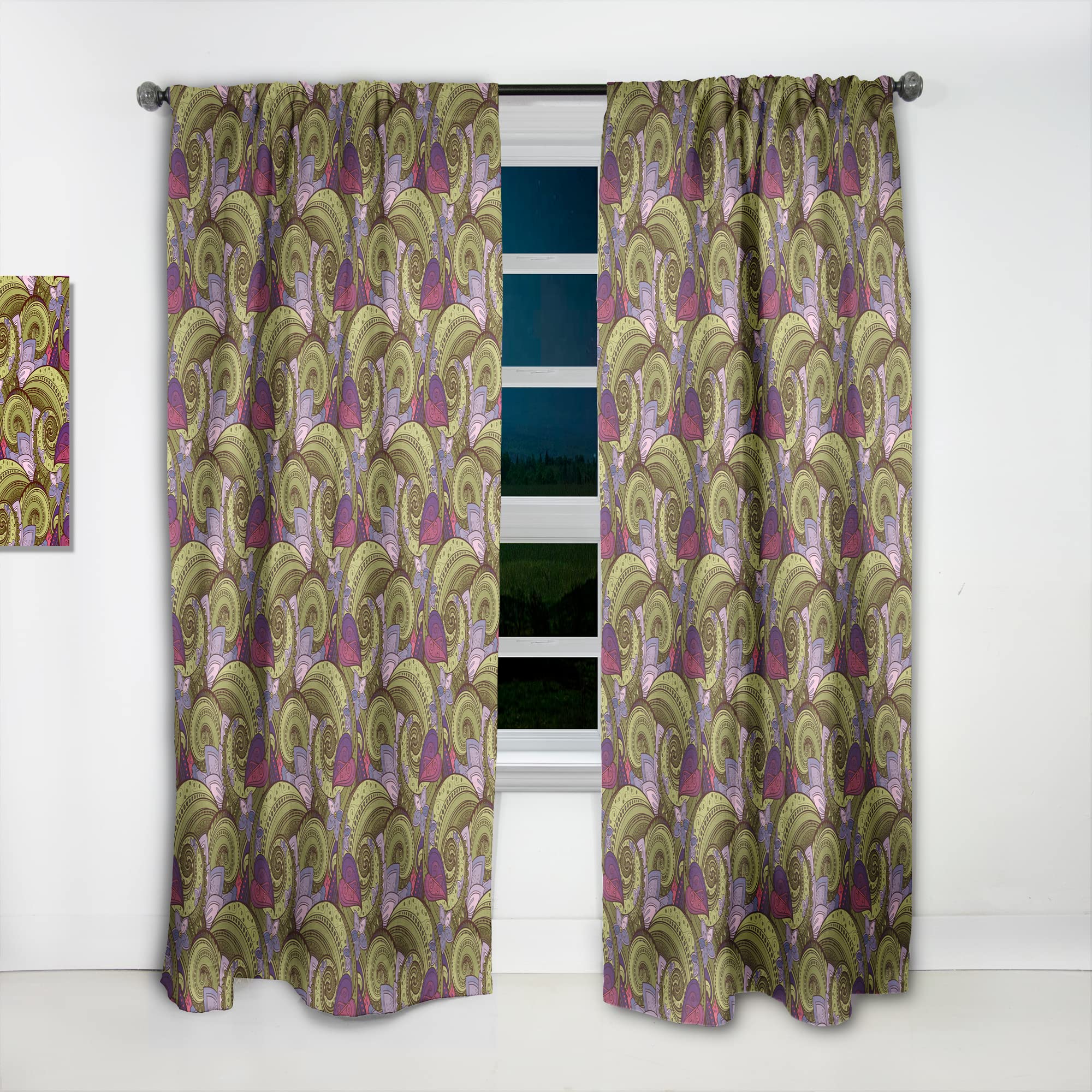 DesignQ Floral Paisley Garden Style Thermal Insulated Curtains - Single Panel 52x120 Inches - Elegant Window Treatments for Bedroom & Living Room - Perfect for Home Decor, Privacy & Energy Efficiency