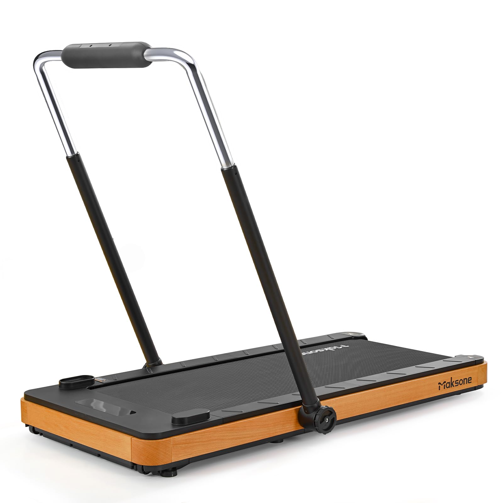 Maksone Folding Walking Pad - Wooden Electric Under Desk Treadmill with Remote Control | Foldable Treadmill for Home Office | Adjustable Handlebar & No Installation Required | Perfect for Small Spaces & Work from Home Fitness