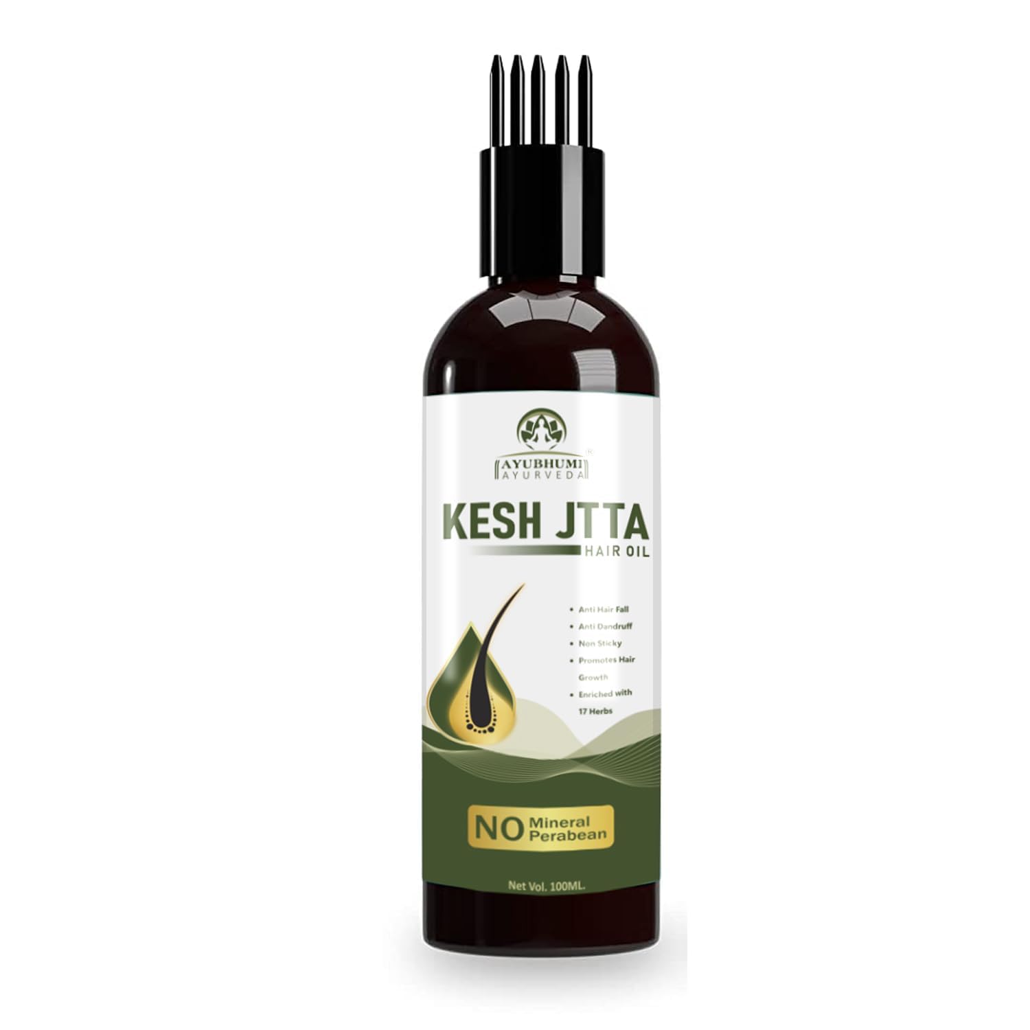 Ayubhumi Kesh Jatta Hair Oil for Men & Women - Reduces Hair Fall & Dandruff, Promotes Hair Growth | Non-Sticky Formula | 100ml | Perfect for Daily Scalp Massage & Hair Care Routine