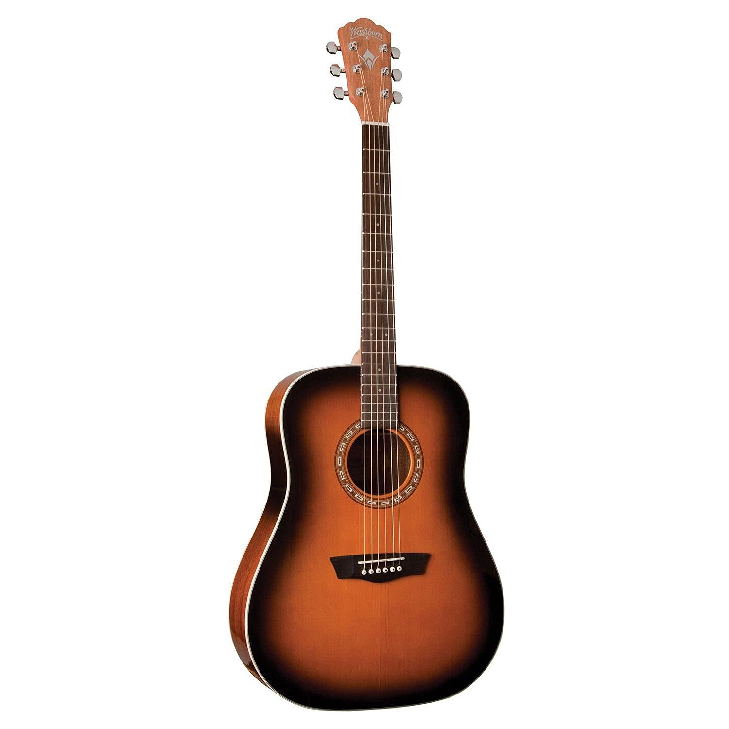 Washburn WD7SATB-A 6-String Acoustic Guitar for Right-Handed Players - Natural Finish, Spruce Top, Mahogany Back & Sides - Perfect for Beginners, Campfires & Live Performances