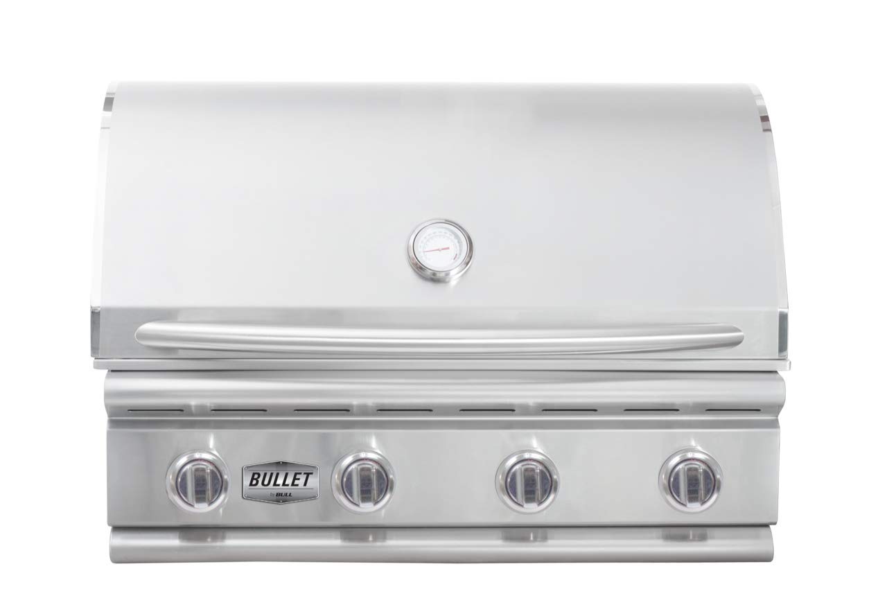 Bull Outdoor Products 48109 Bronco Bullet 4-Burner Stainless Steel Natural Gas Grill for Backyard BBQs and Outdoor Cooking